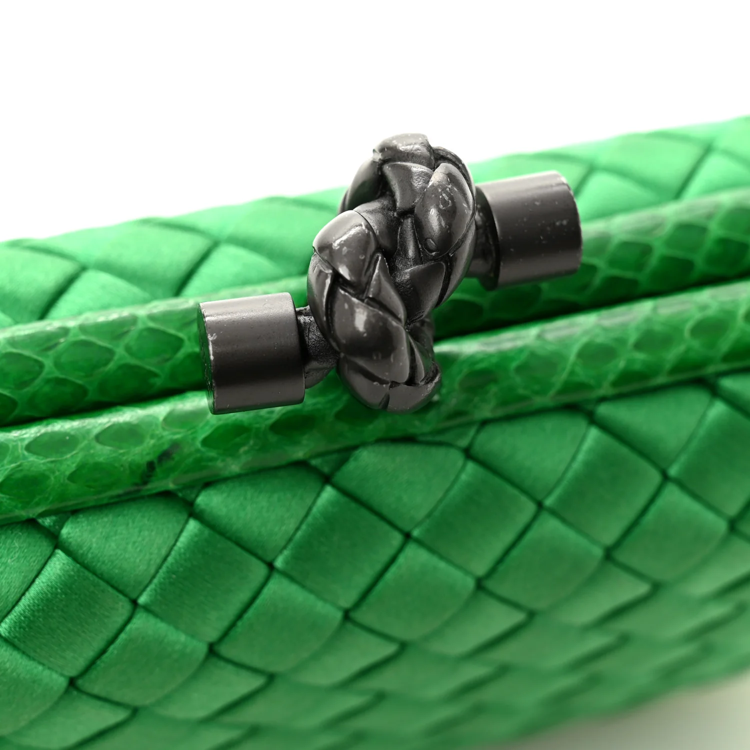 Satin Intreccio Impero Ayers Knot Clutch Parakeet
