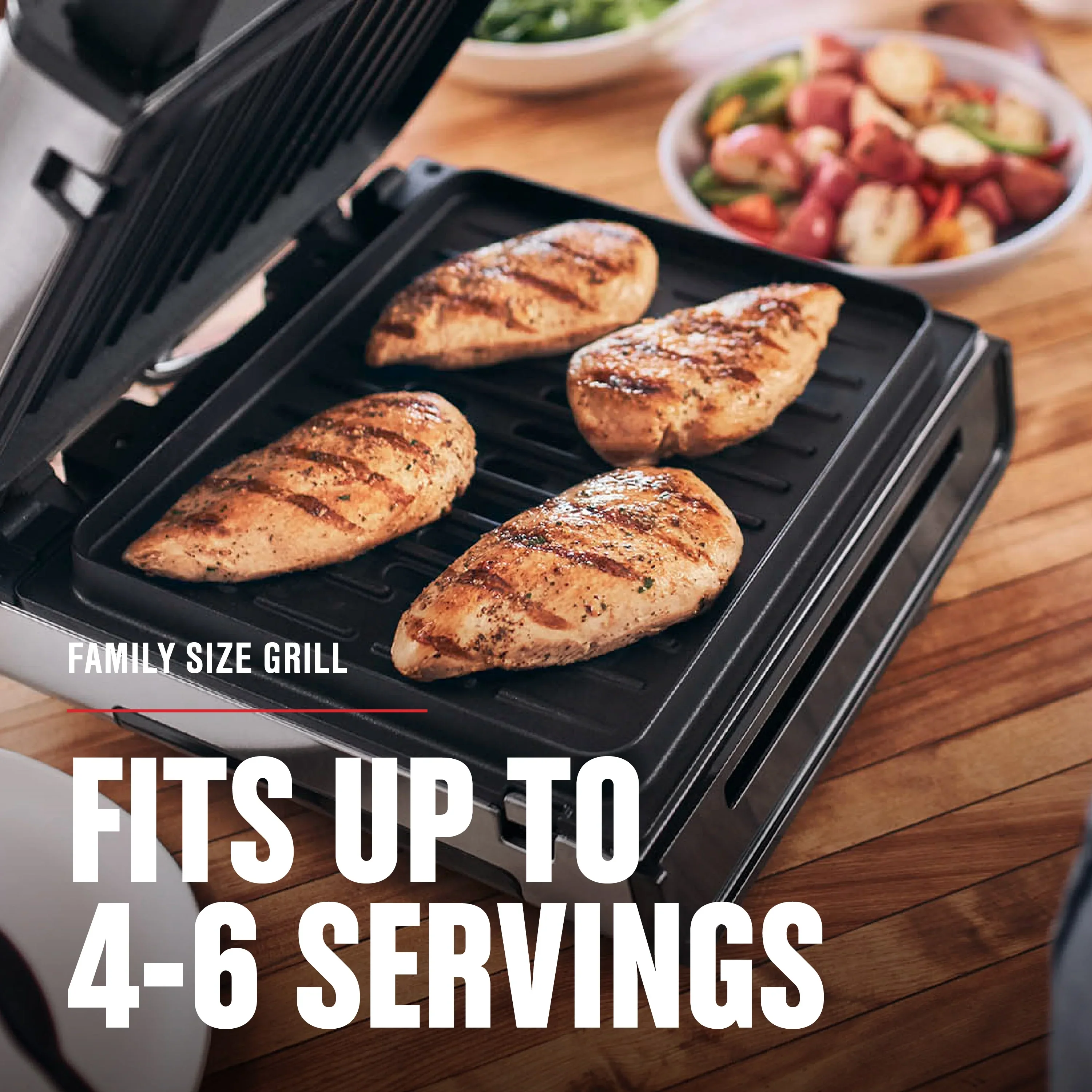 Foreman Contact Smokeless - Ready Grill, Family Size (4-6 Servings), GRS6090B-1