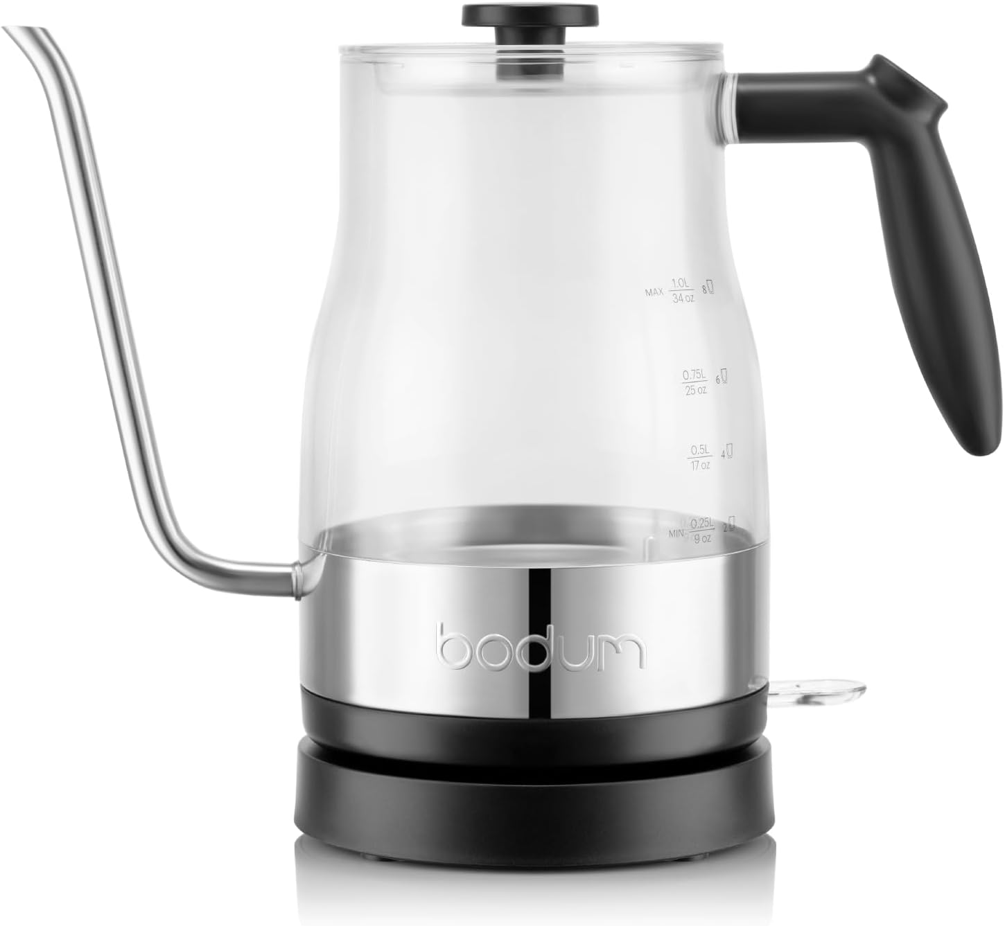 Bodum 34oz Bistro Gooseneck Electric Water Kettle, Pour Over Coffee & Tea, Stainless Steel, Matte Black