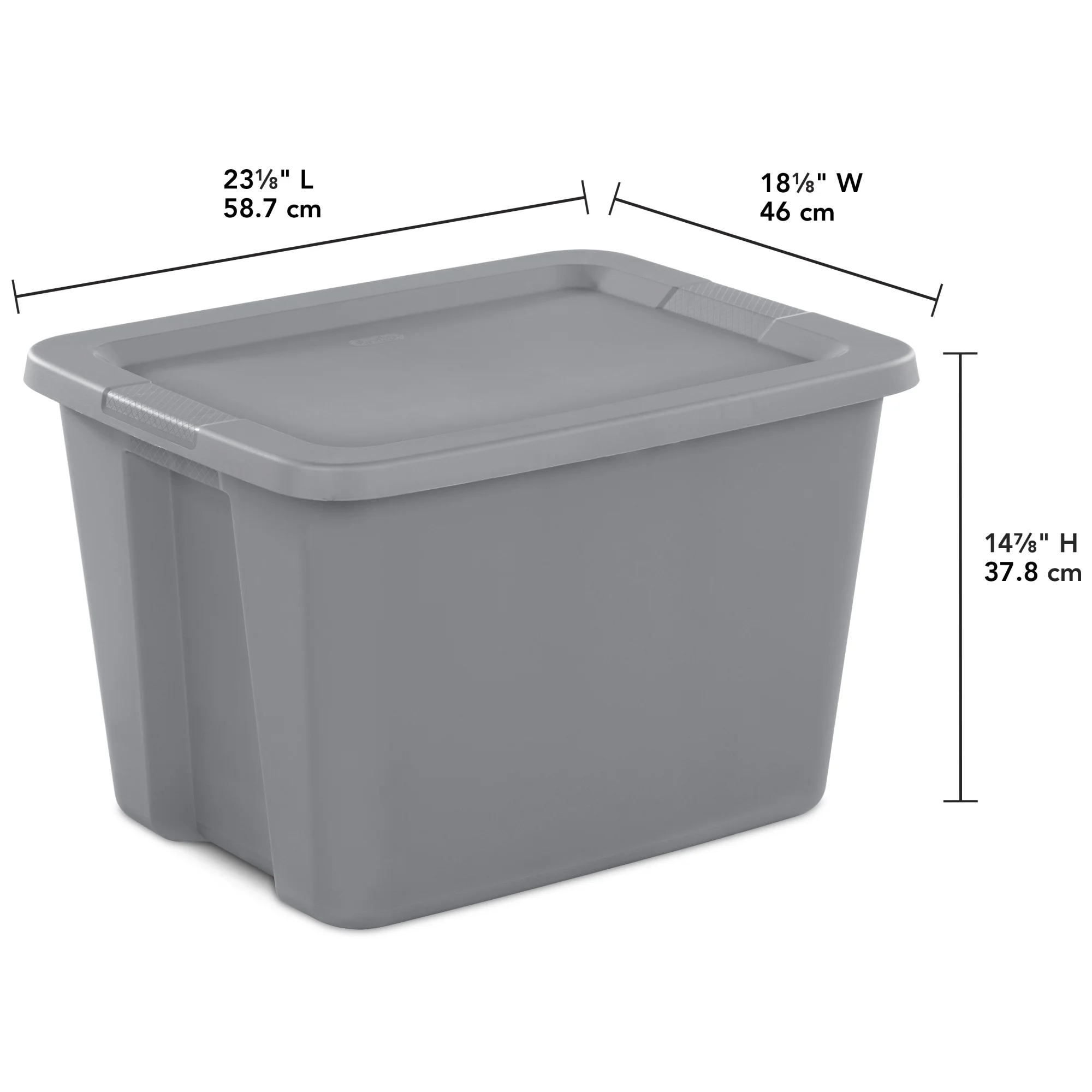 Sterilite 18 Gallon Tote, Plastic Storage Bin with Snap - on Lid, Gray, 8 Count