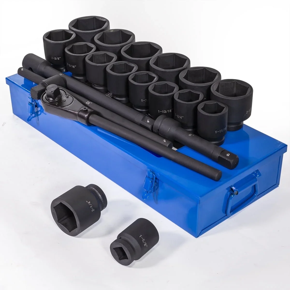 Stark USA 1 Drive 21PC Deep Impact Jumbo Socket Set, 6 Point MM, 27mm - 80mm, CrMo Steel