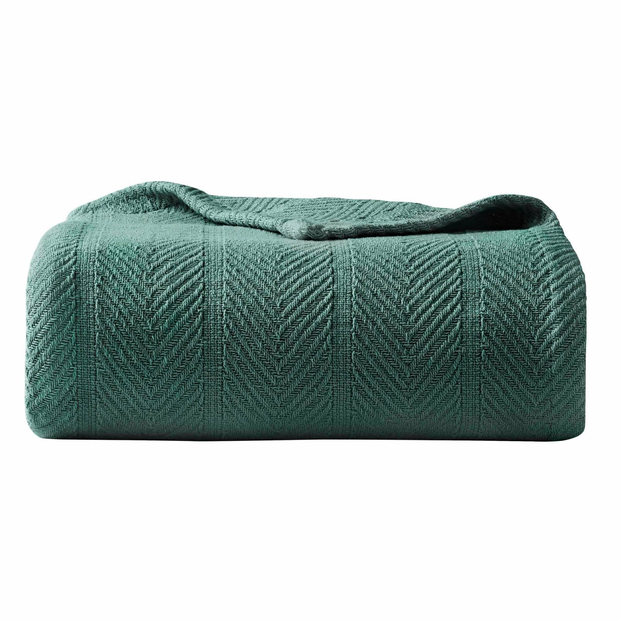 Eddie Bauer Herringbone Cotton Blanket - Twin - Green