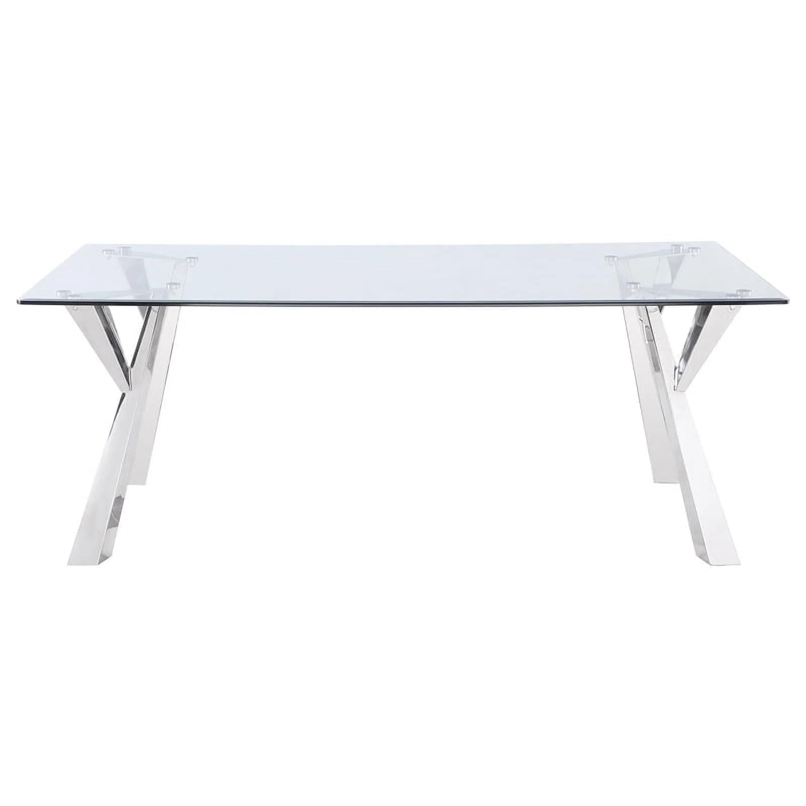 Rectangular Glass Top Dining Table Clear and Chrome Image 5