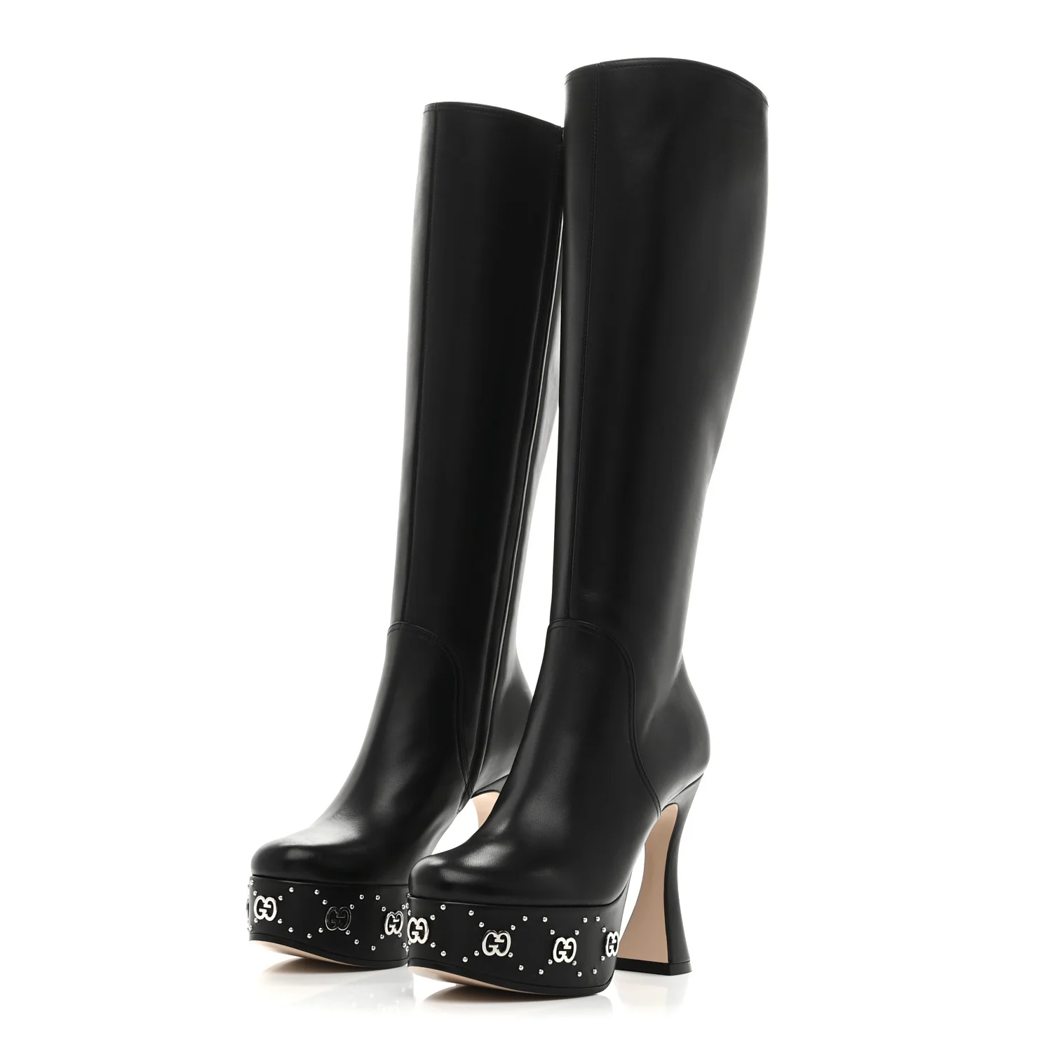 Nappa Charlotte Janaya 110mm Platform Knee Boots 35.5 Black