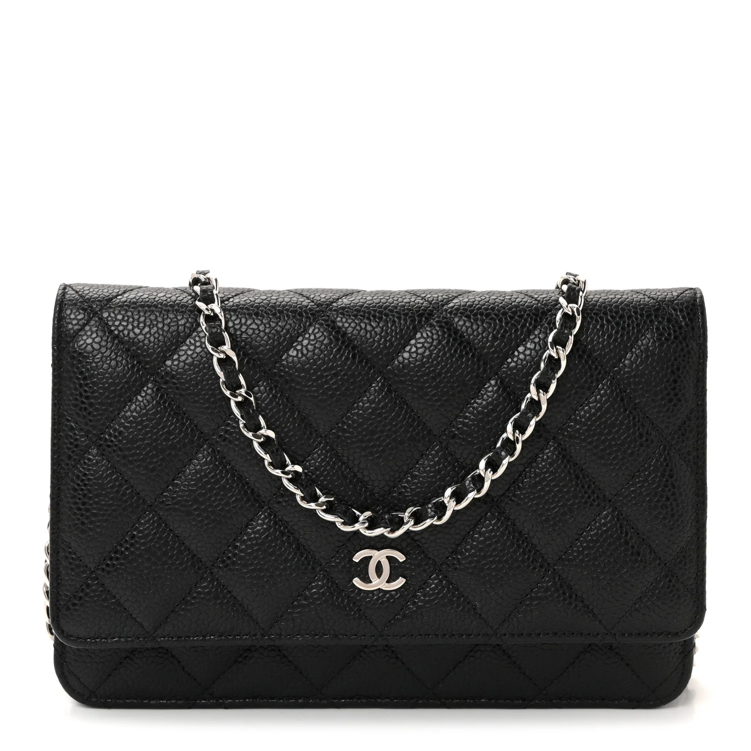 Caviar Quilted Wallet on Chain WOC Black