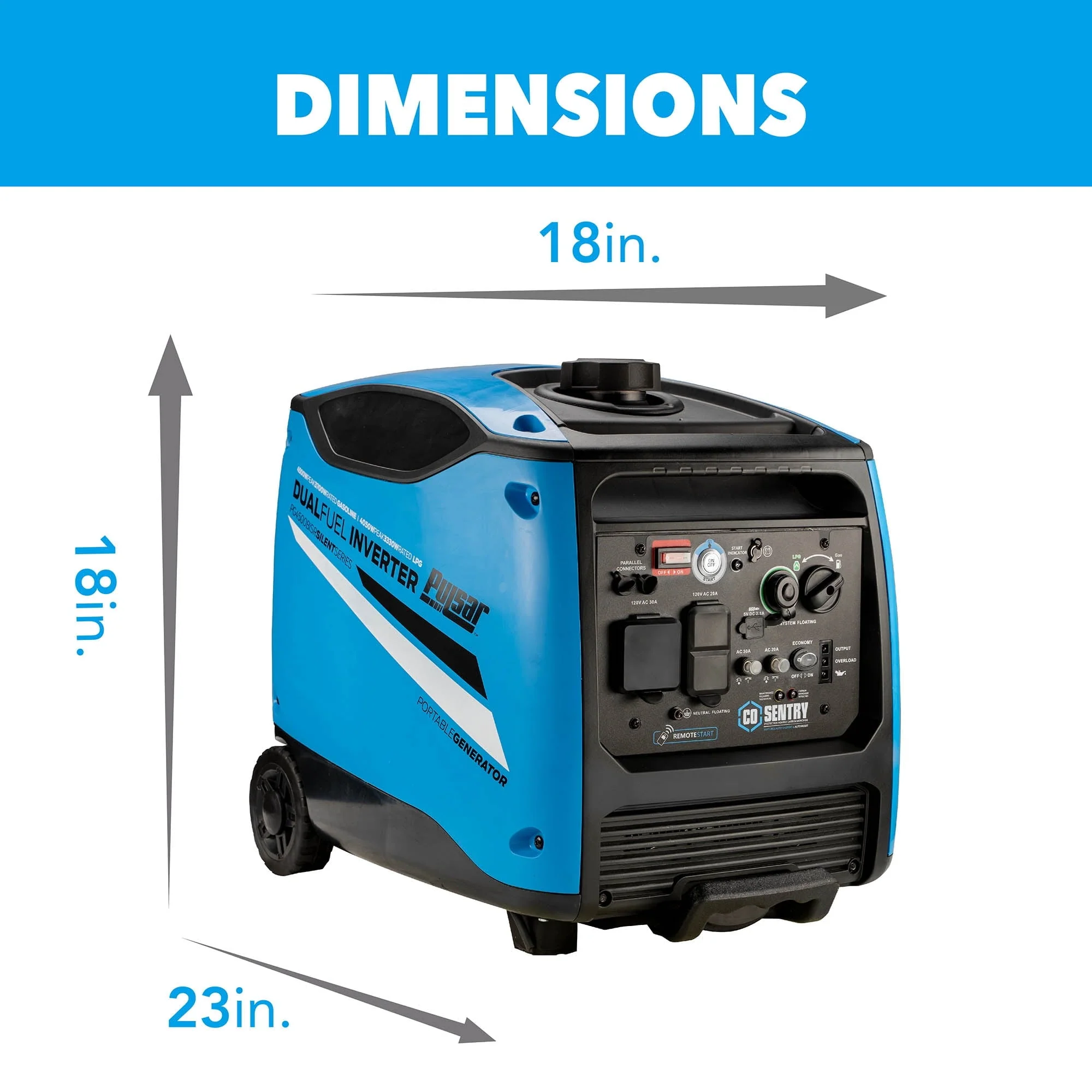 Pulsar 4,500-Watt Dual-Fuel Inverter Generator with Remote Start and CO Sentry