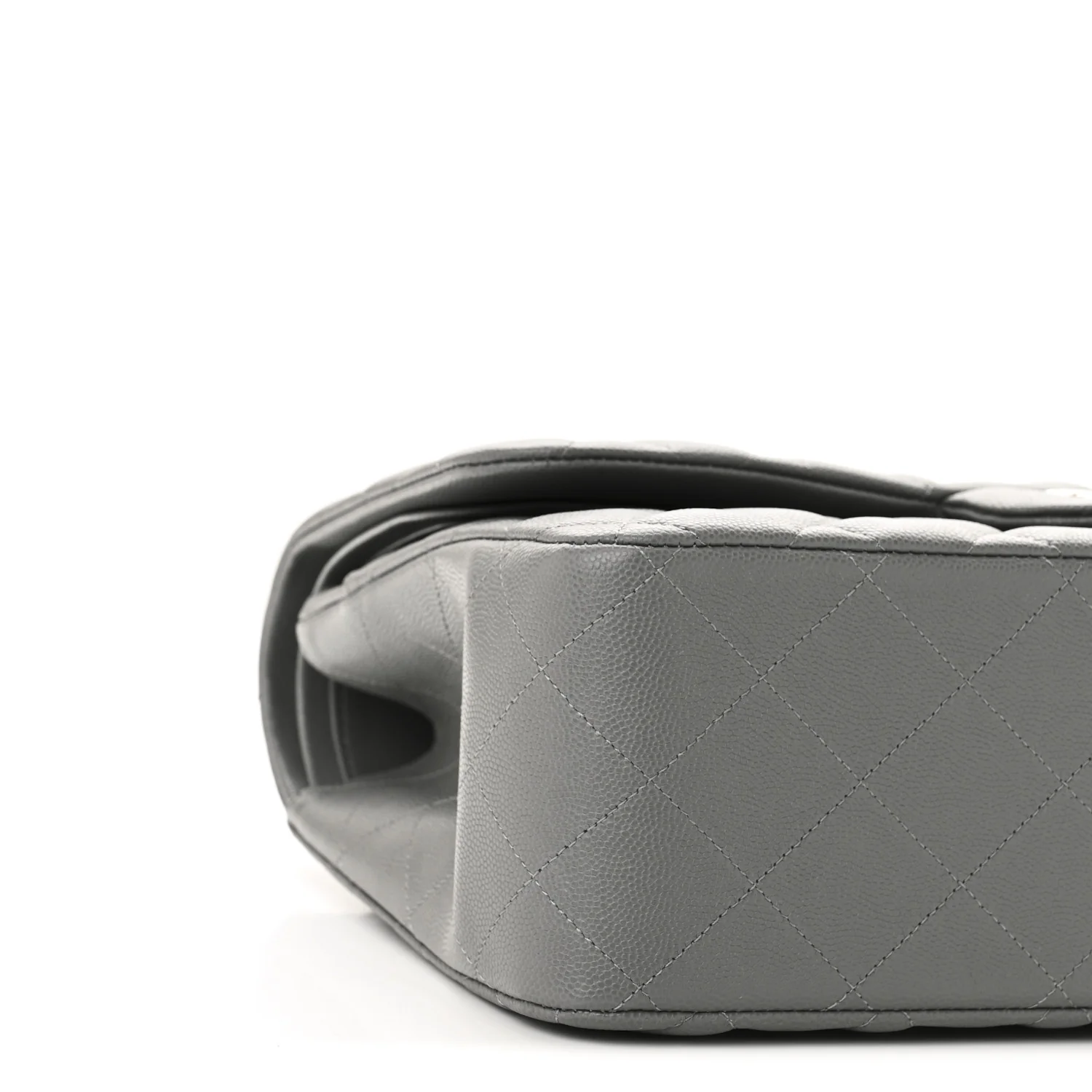 Caviar Quilted Jumbo Double Flap Grey