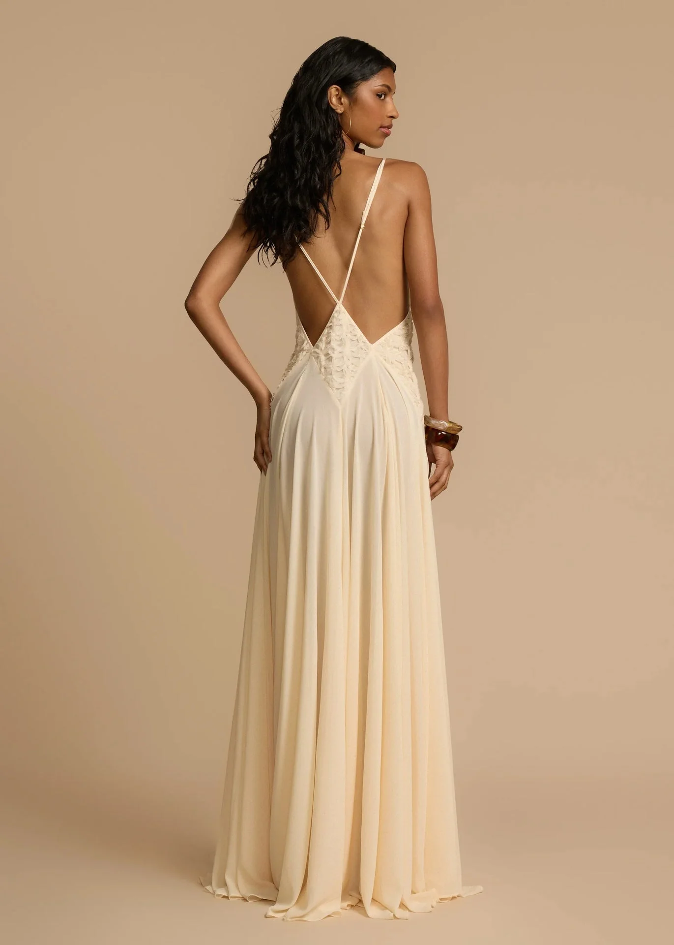 Robe Maxi Blanche à Col V Profond en Dentelle, Fluide, à Bretelles, Robe de Vacances