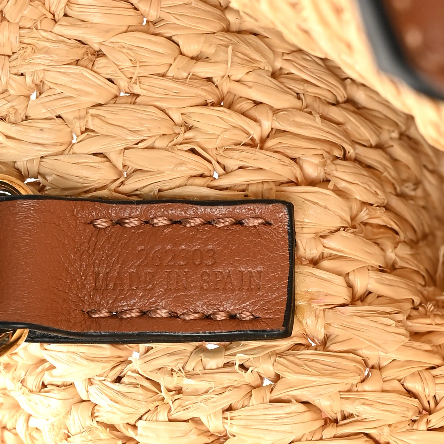 Raffia Calfskin Standard A4 Tote Bag Natural Black