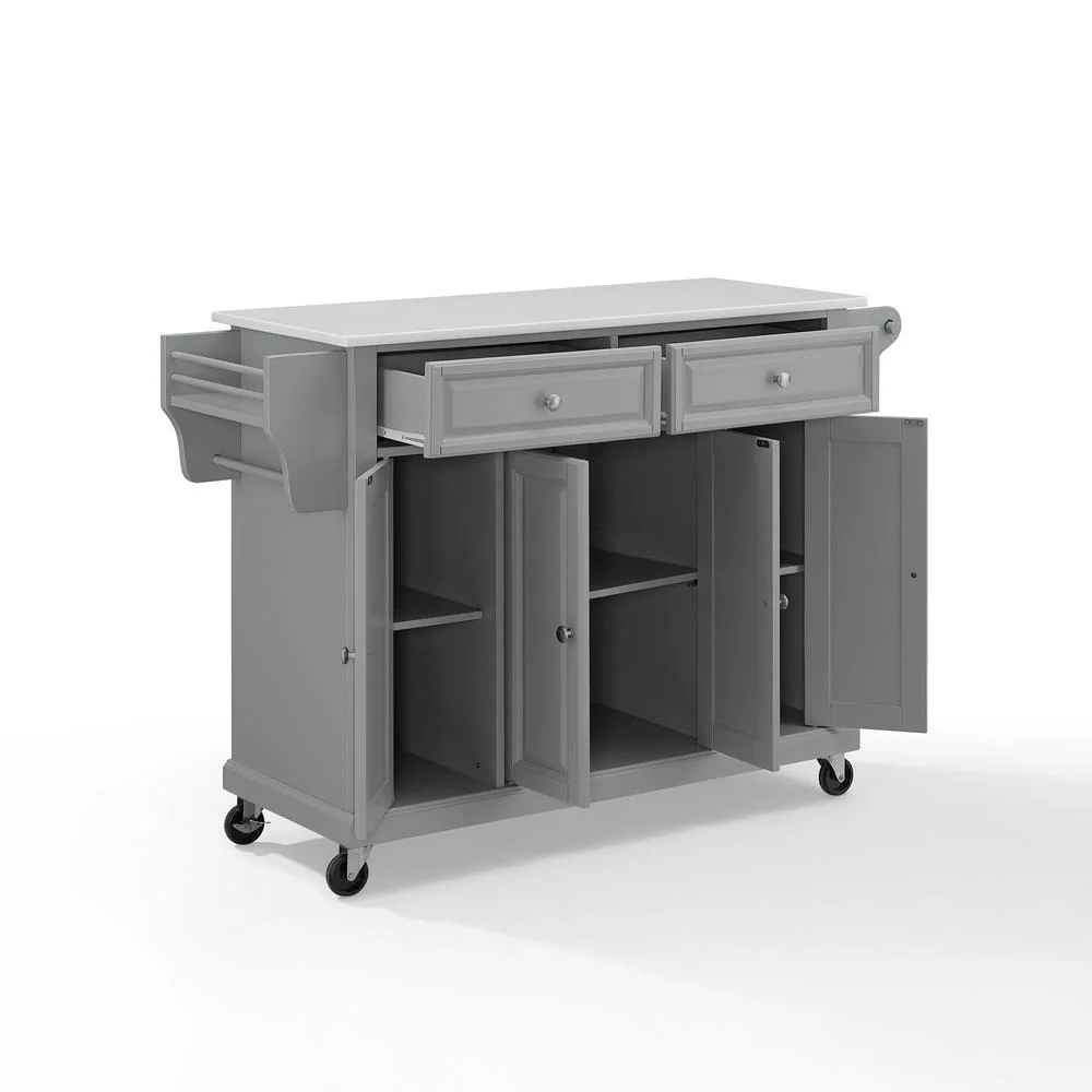 Full Size Kitchen Cart-Finish:Gray,Style:Granite Top/White - Image 4