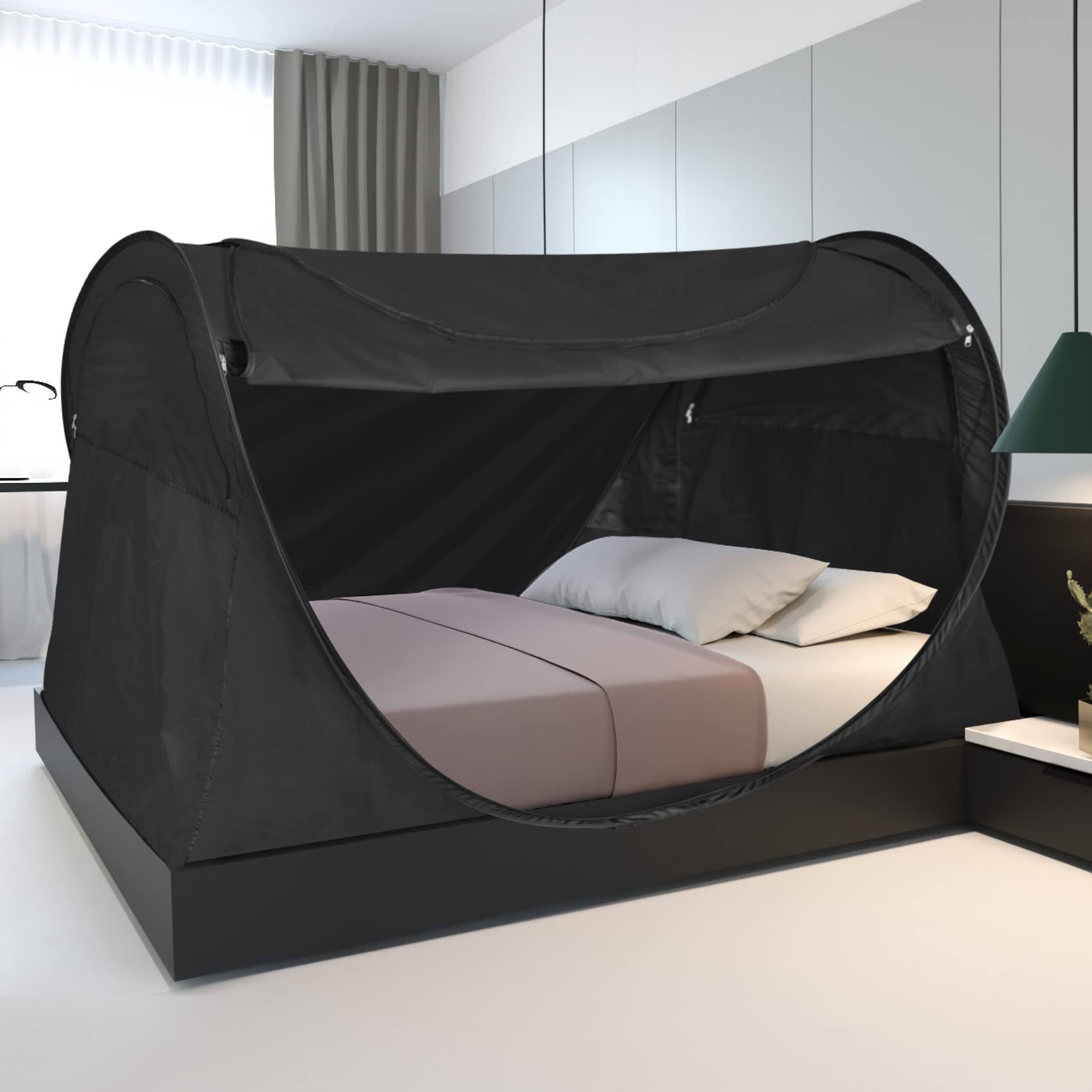 Alvantor Bed Canopy Tents Dream Privacy Space Twin Size Sleep Tents Indoor Pop Up Portable Frame Curtains Breathable Gray Cottage (Mattress Not