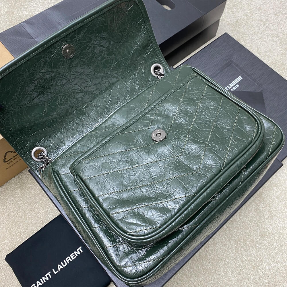 YSL NIKI MEDIUM IN CRINKLED VINTAGE LEATHER(HIGH-END GRADE)