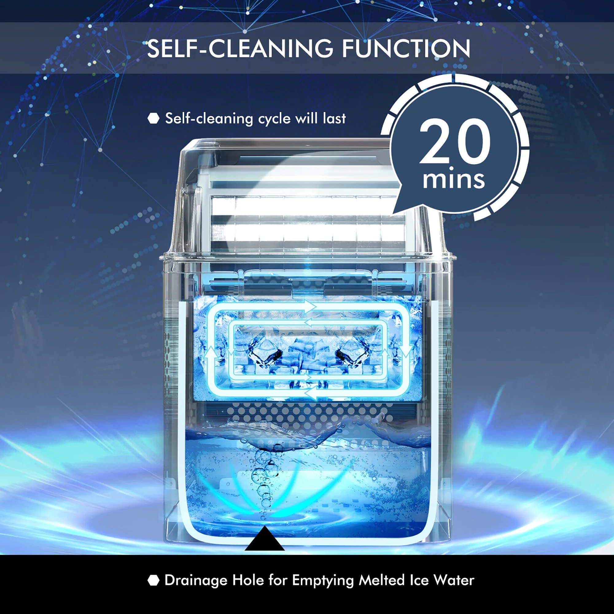 Portable Ice Maker 40Lbs/24H Countertop Self-Cleaning with Ice Scoop and Basket(40 lbs) - Image 5