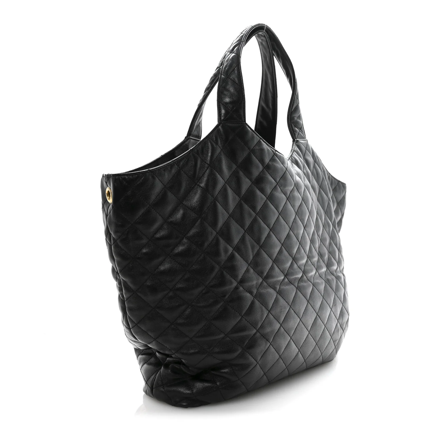 Lambskin Quilted Maxi Icare Shopping Tote Black