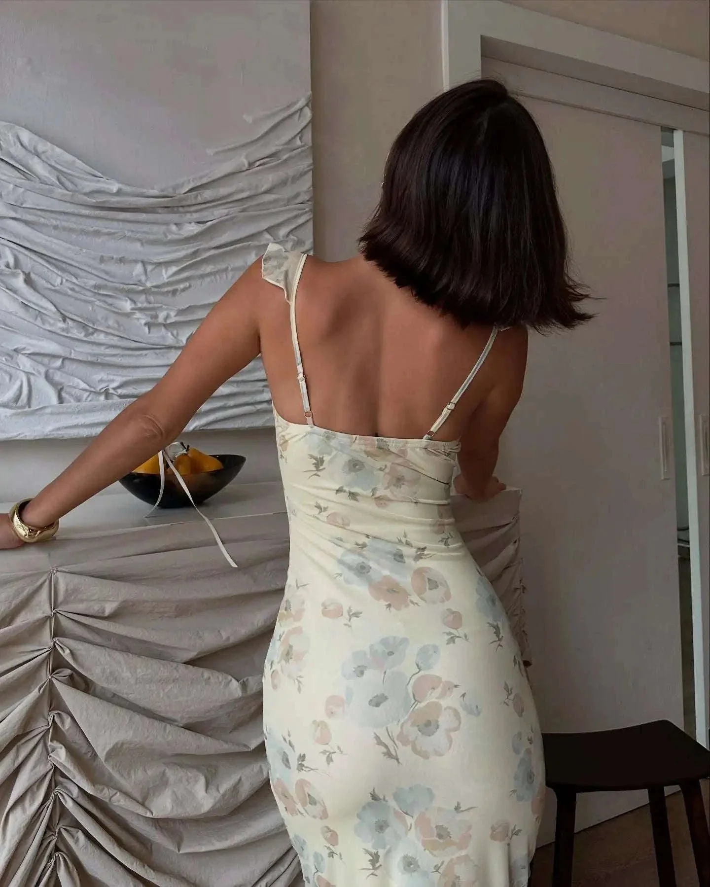 Robe Maxi Dos Nu Plongeant Fleurie Mode Été