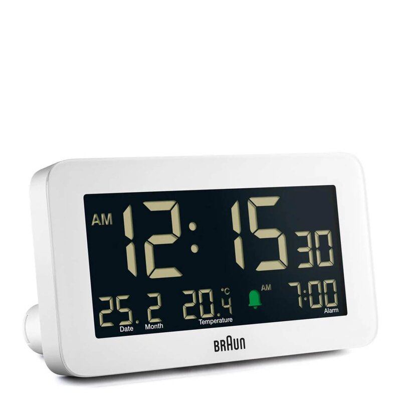 Vekkerklokke digital 13,5 cm hvit