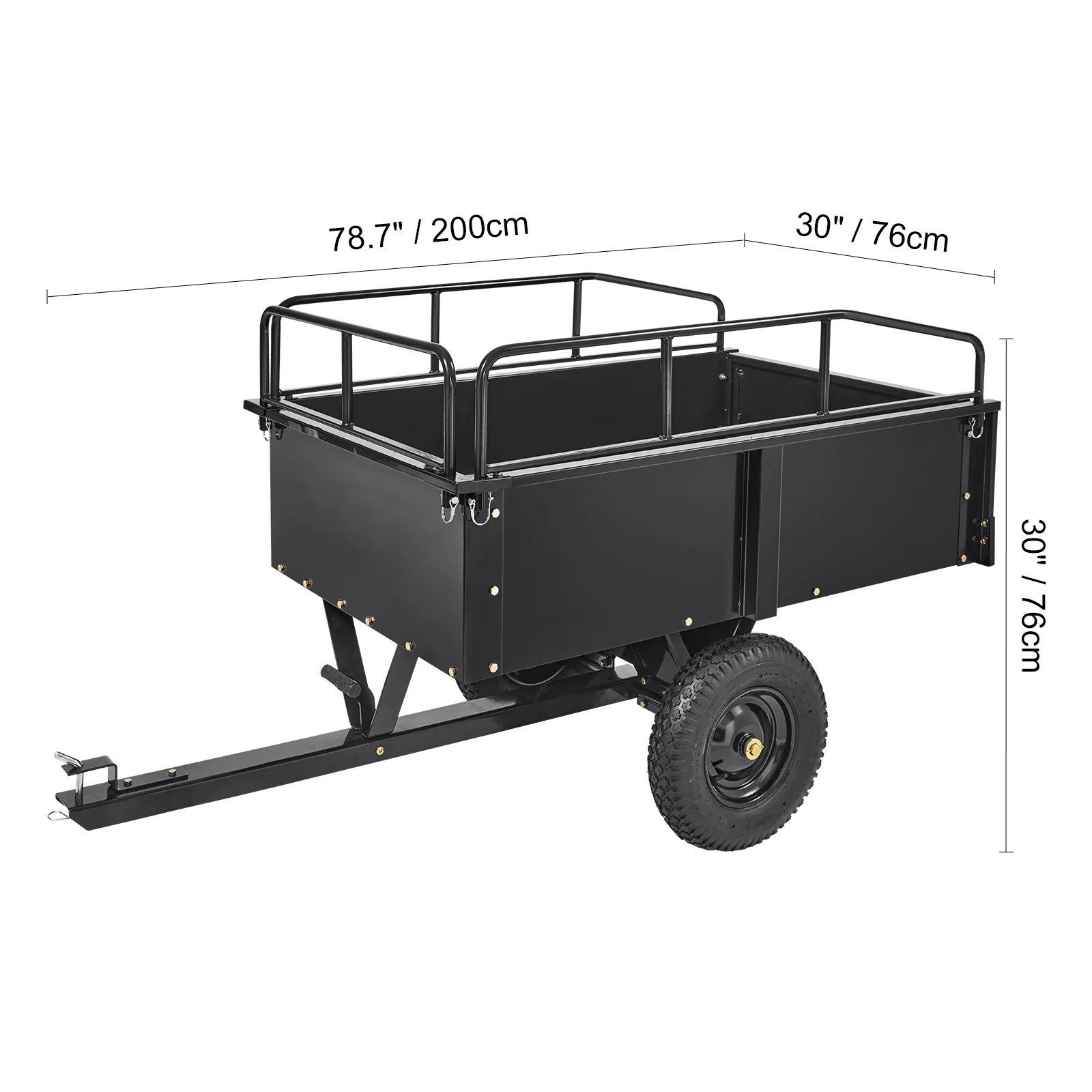 BENTISM Dump Trailer Tow Behind Dump Cart, 750 lb 15 Cu. Ft, Steel Construction Garden Utility Trailer with Removable Sides