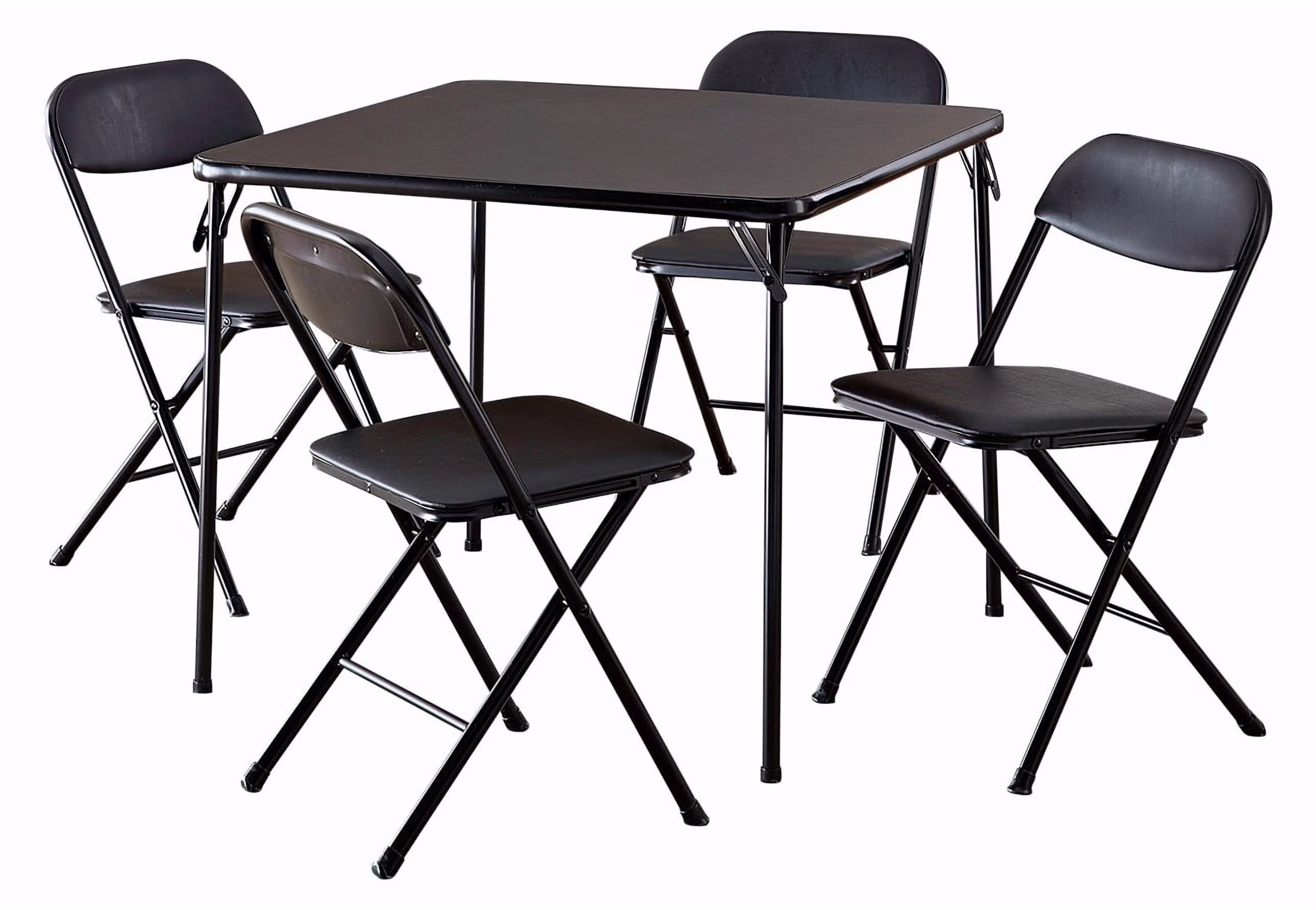 COSCO 5 - Piece Folding Set with Card Table and 4 Vinyl Padded Chairs, Black