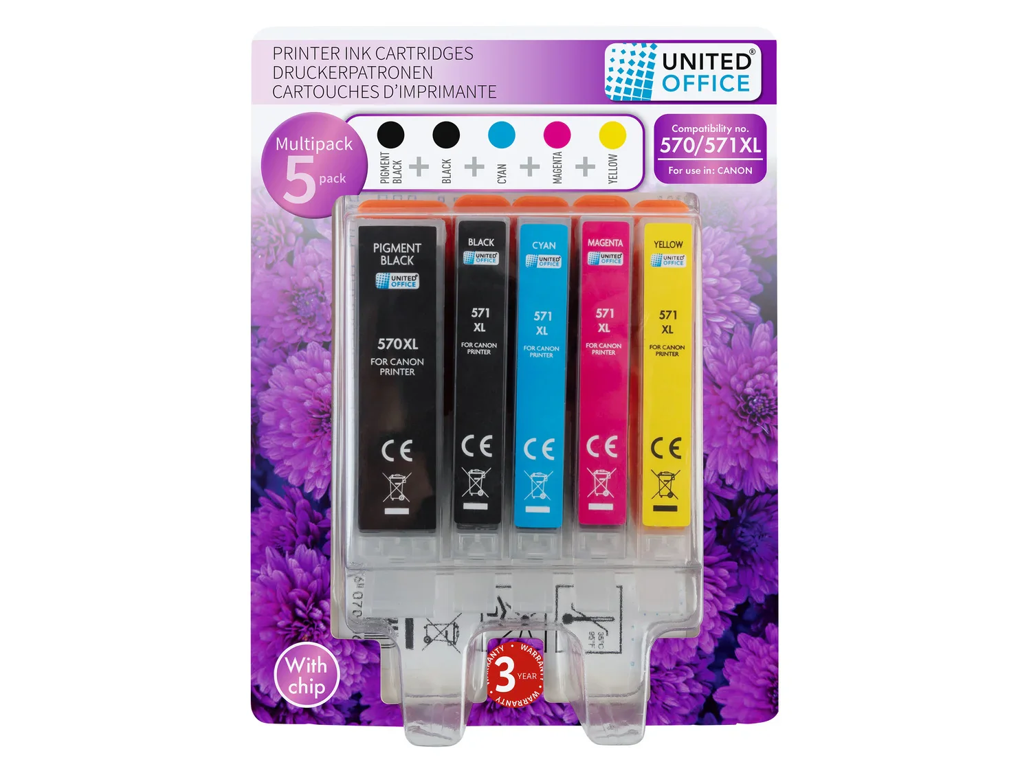UNITED OFFICE Cartouches d'impression, 5 pices, Canon