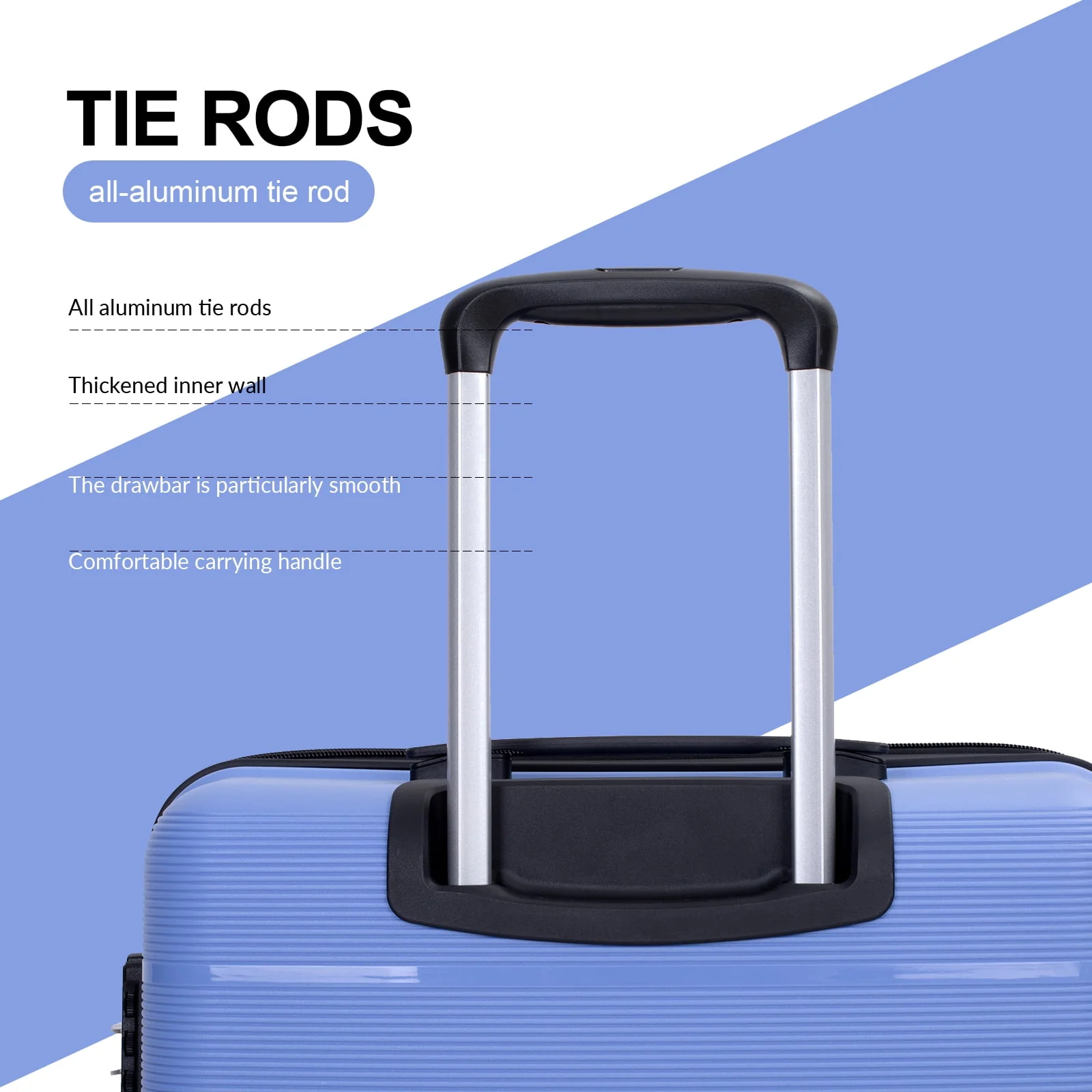 Tripcomp 3 Piece Luggage Sets, Hard Shell Carry on Luggage, PP Case with Two Hooks, Spinner Wheels, TSA Lock, Airline Approved, Lightweight Durable Suitcase, （20