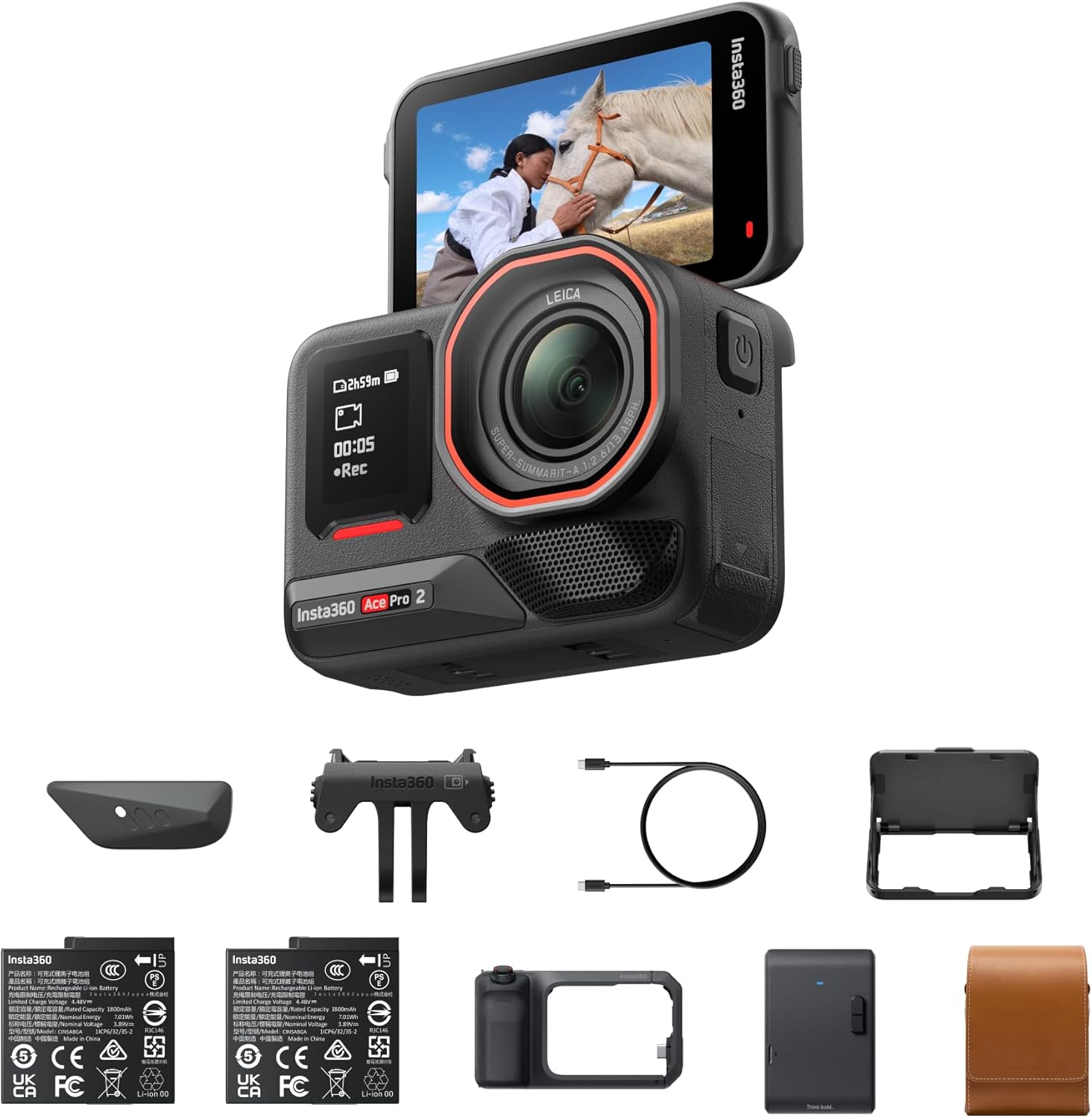 Insta360 Ace Pro 2 Flash Print Bundle - 8K Waterproof Action Camera Co-Engineered with Leica  1/1.3