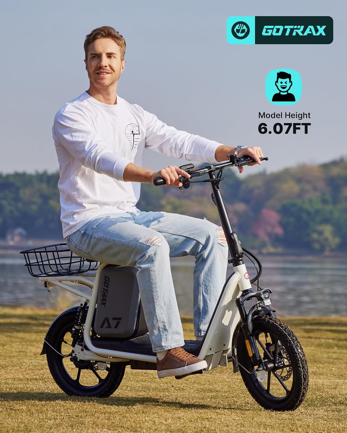 Trottinette électrique Gotrax pour adultes avec siège, autonomie maximale de 30 à 40 km, pneus tout-terrain, larges pédales