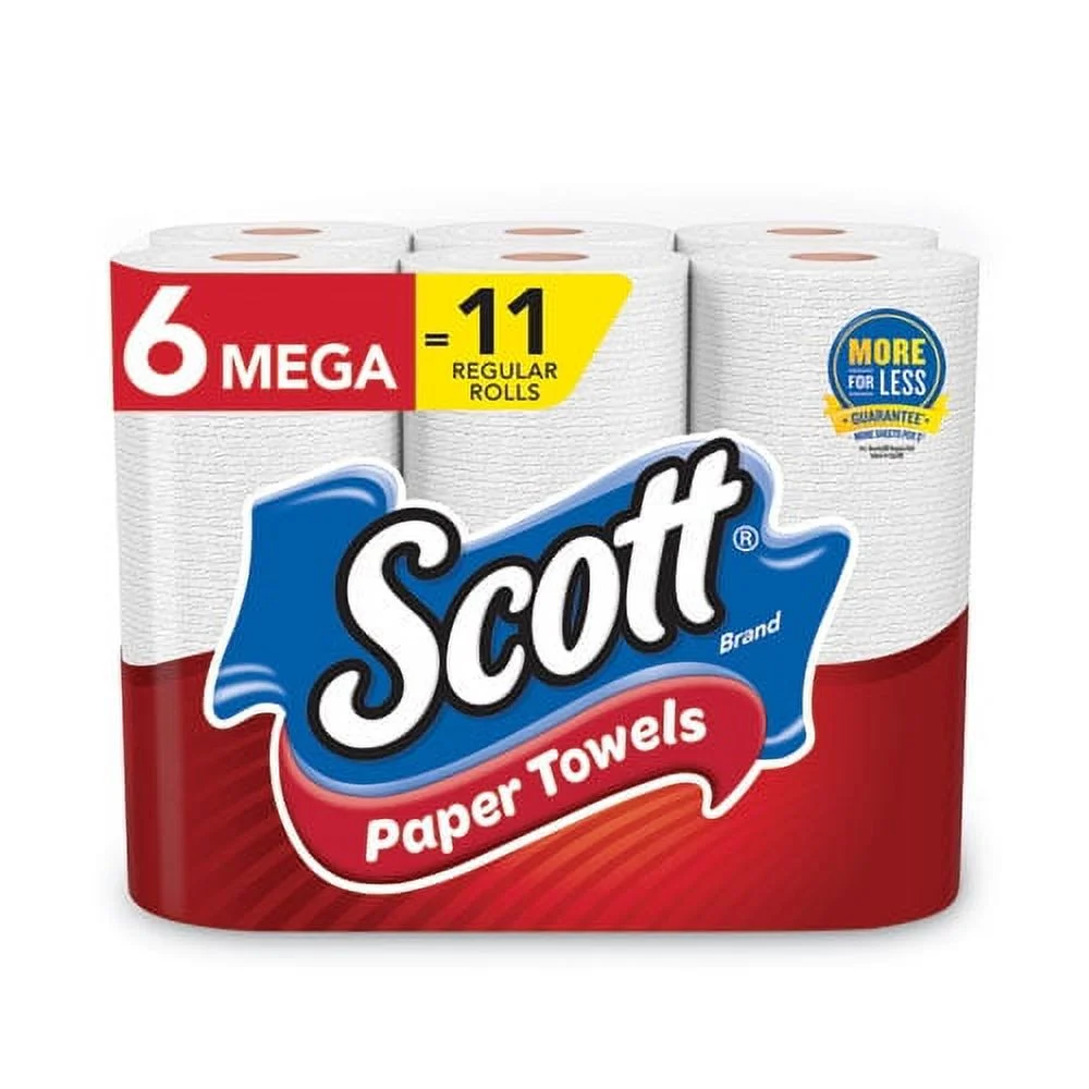 Choose-A-Size Mega Kitchen Roll Paper Towels, 1-Ply, 102/roll, 6 Rolls/pack, 4 Packs/carton | Bundle of 5 Cartons
