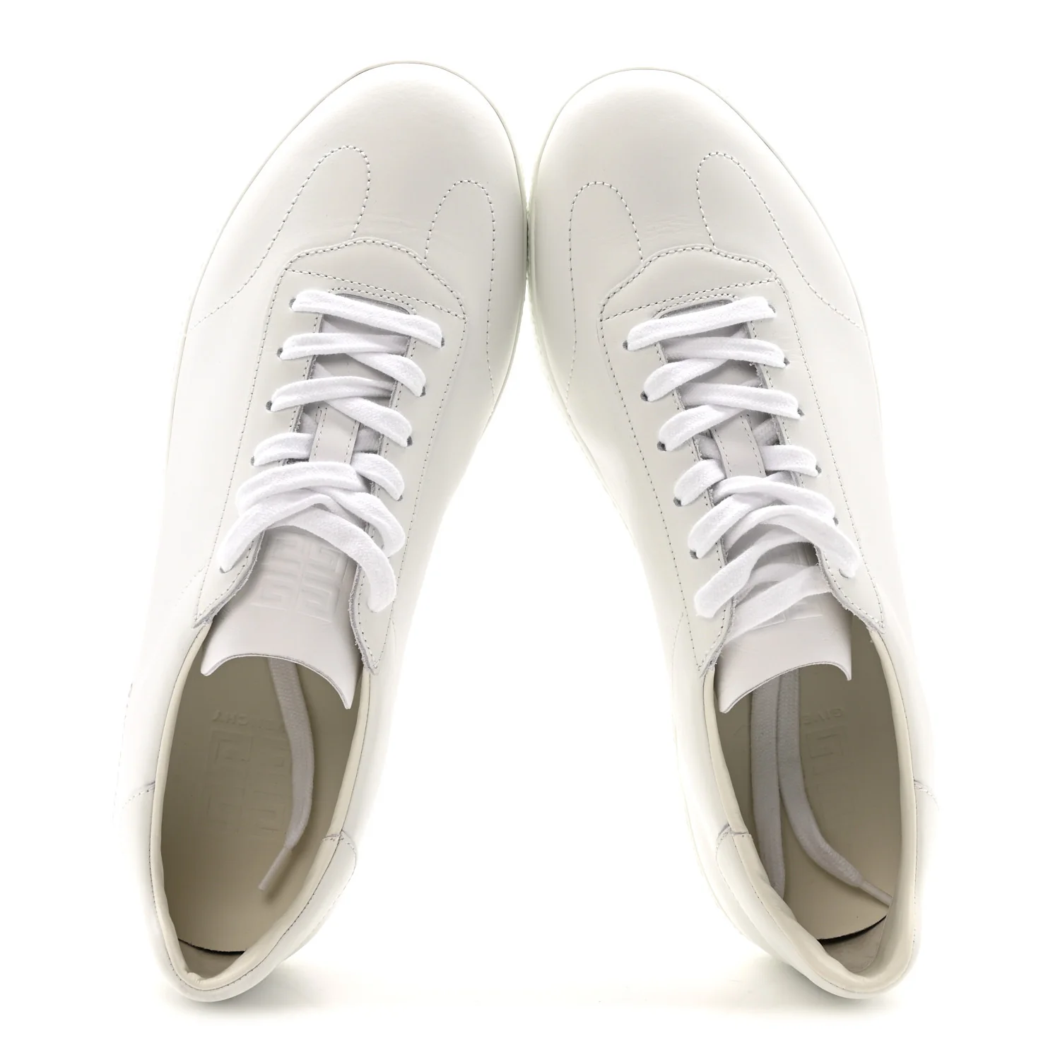 Calfskin Logo Debossed Town Sneakers 43 White