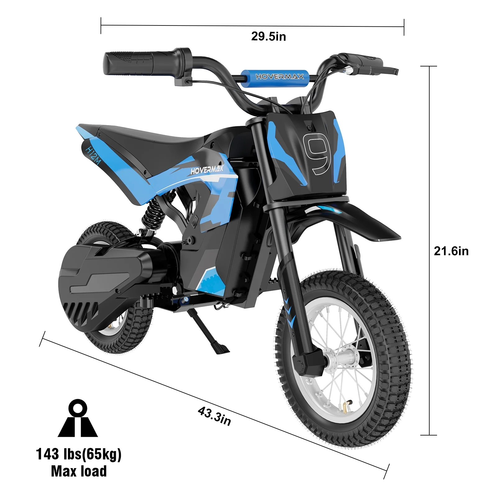 H12M 36V Electric Dirt Bike, 300W Electric Motorcycle 15.5MPH Max Speed, Ride On Toys motocross for Kids Teens, Blue(Blue) - Image 7