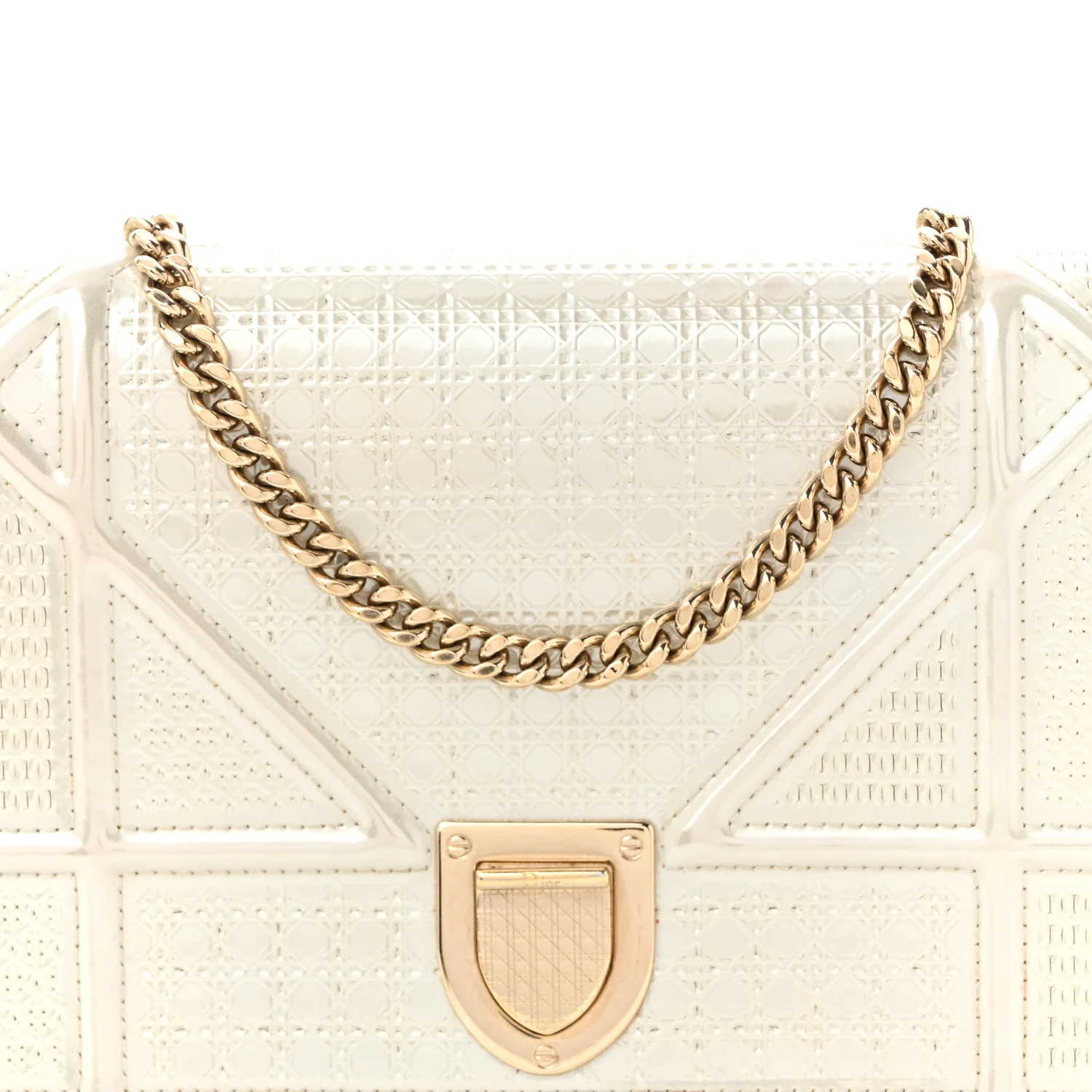 Patent Micro-Cannage Diorama Wallet on Chain Pouch White
