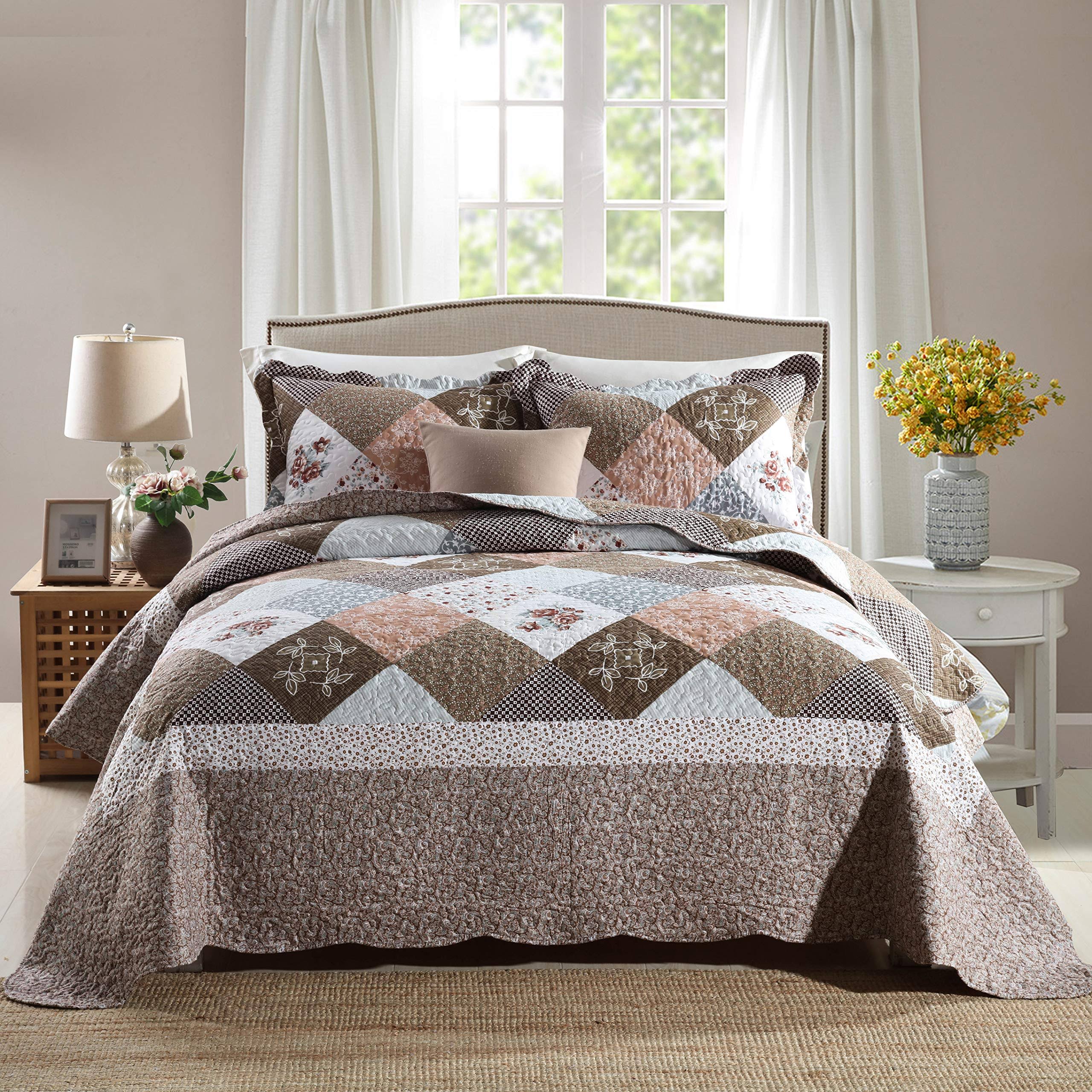Travan 3-Piece Queen Quilt Sets with Shams Oversized Bedding Bedspread Reversible Soft Coverlet Set