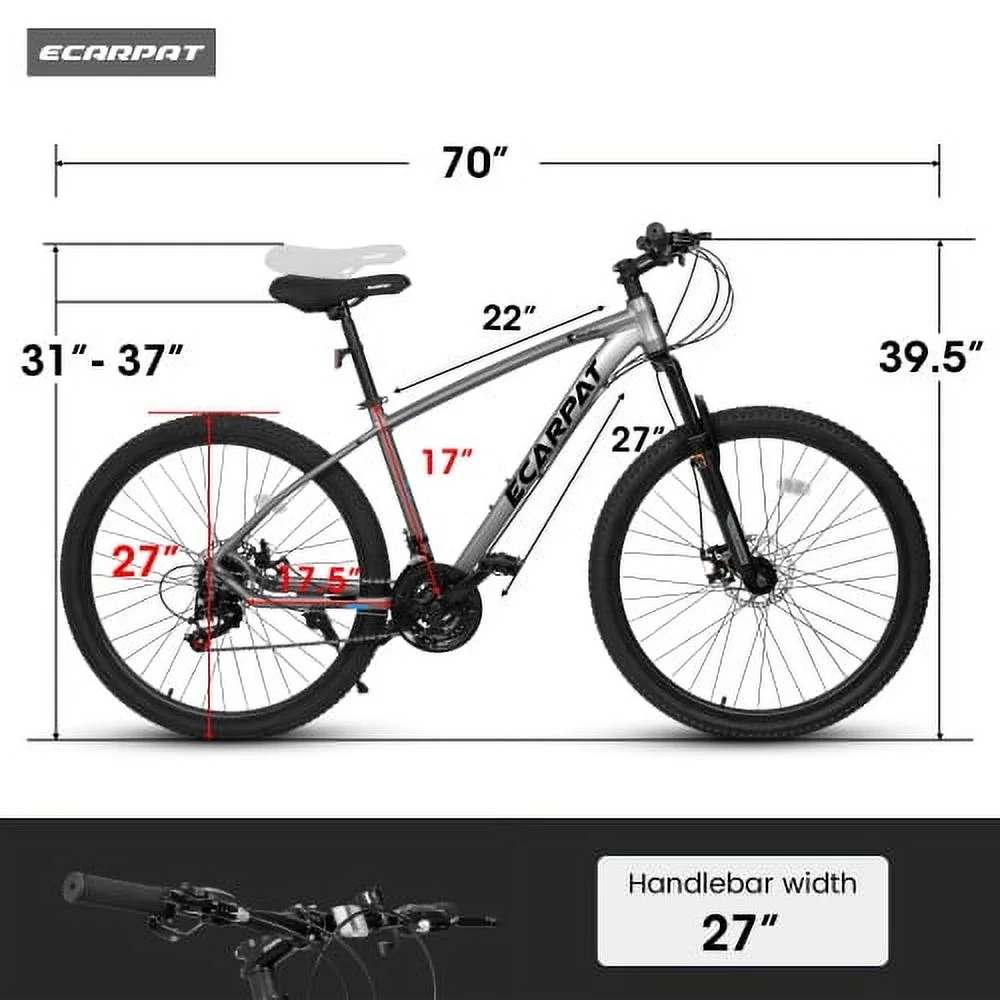 700C Hybrid Road Bike, 16-Speed Outdoor Mountain Bike with Disc Brakes, Light Weight Aluminum Frame,Racing Bike for Men Women, L Size,Black - Image 5
