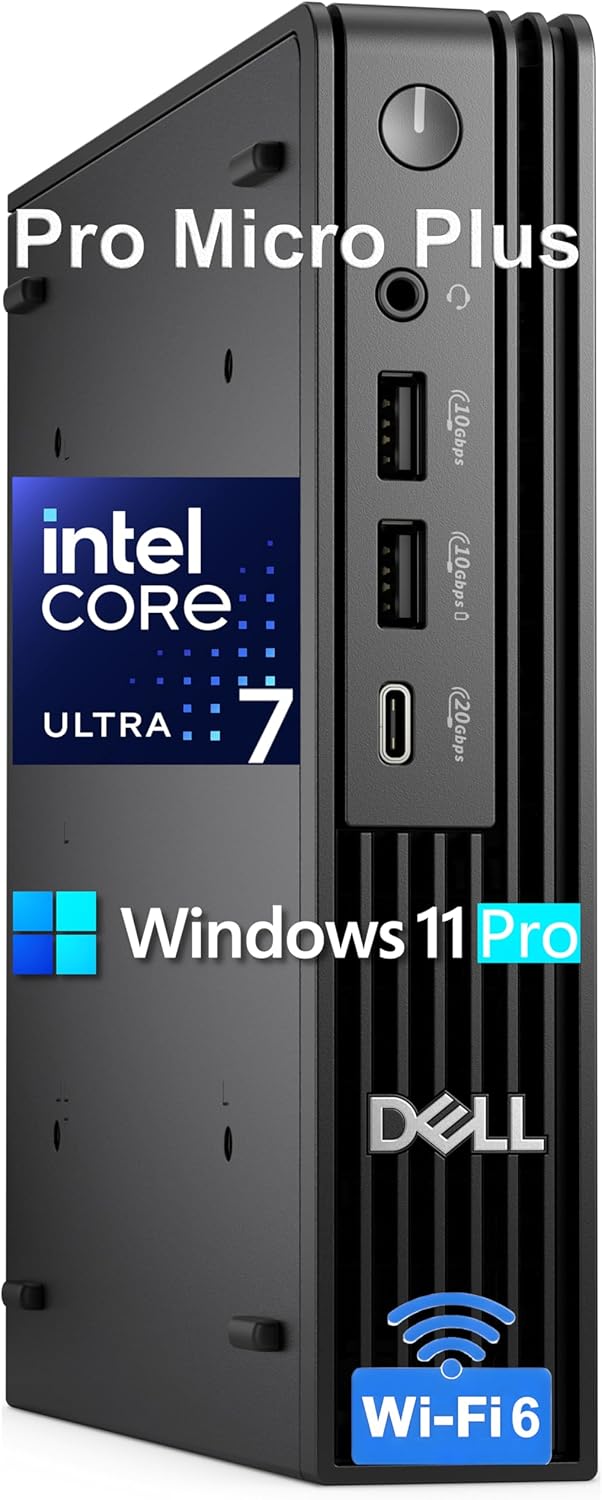 Dell Pro Micro Plus Desktop Computer  Next Gen OptiPlex 7000 MFF  Intel 20-Core Ultra 7 265  32GB DDR5 RAM  1TB PCIe SSD  Al Copilot+ Mini PC  3 DisplayPort & 2 Type-C  WiFi 6 & BT  Windows 11 Pro