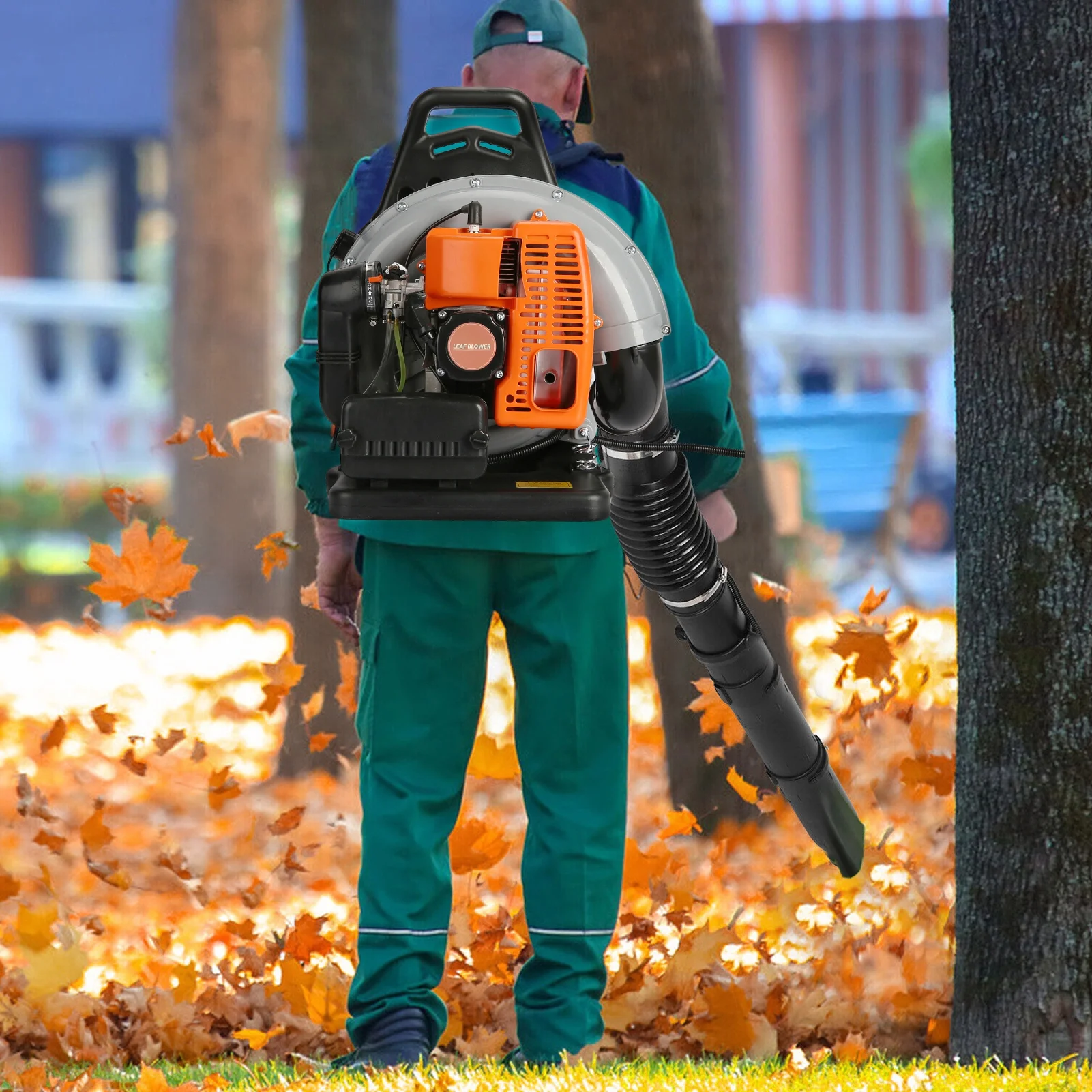 63CC Leaf Blower, 2-Stroke Backpack Gas Powered Leaf Blower, Snow Blower Leaf Blower for Dust, Snow Debris,Yard(Orange) - Image 6