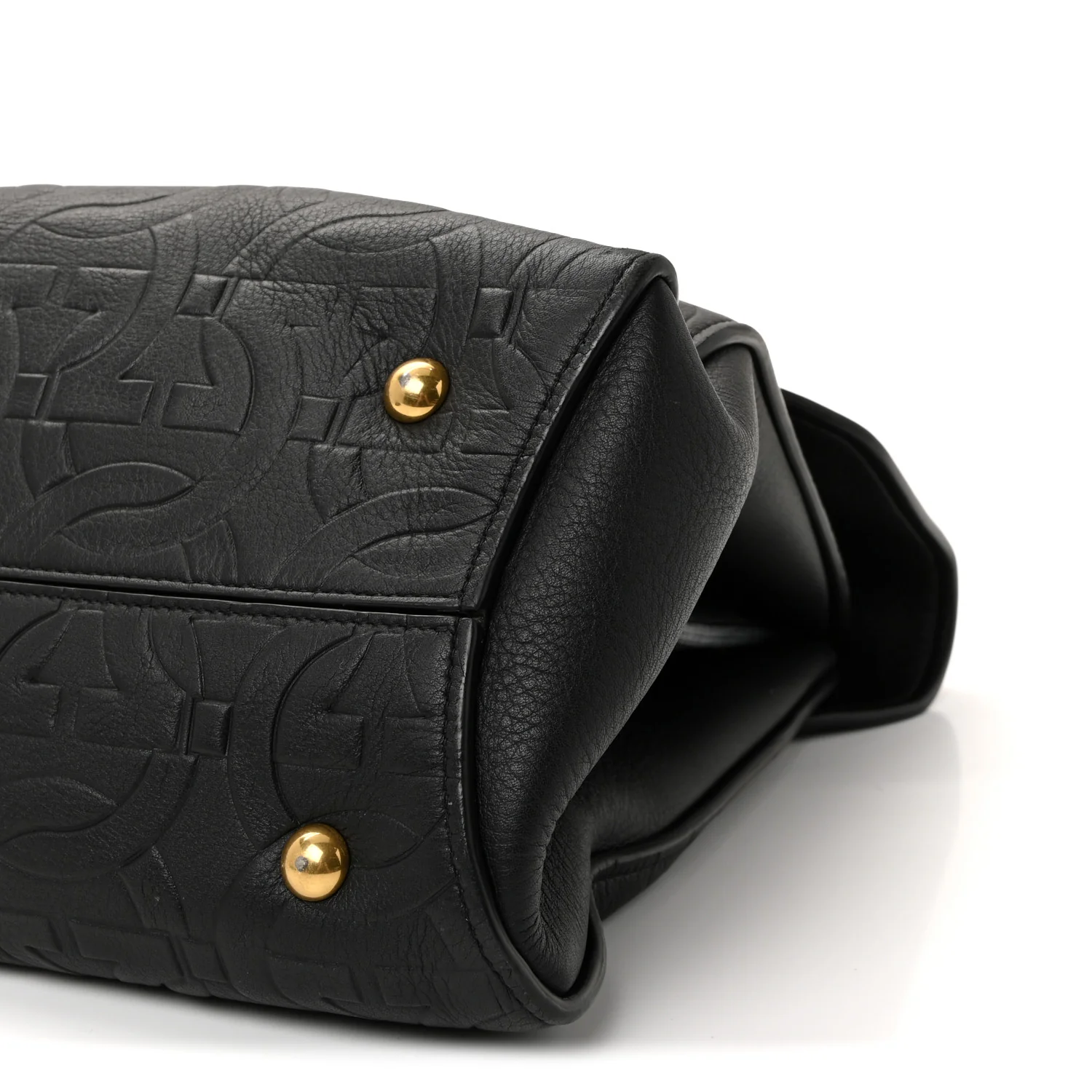 Calfskin Embossed Medium Margot Top Handle Satchel Black
