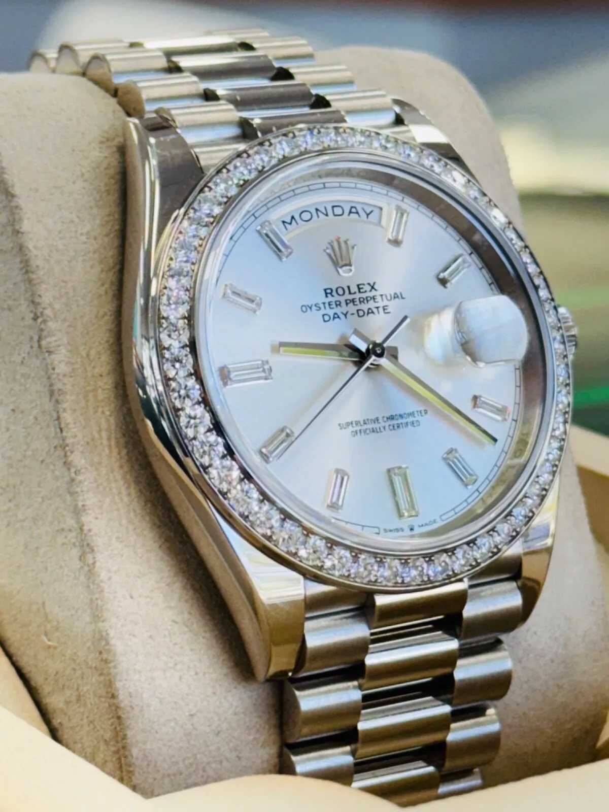 [Super Clone]RLX Day-Date 40mm 228349RBR-0001 Silver Dial President Bracelet