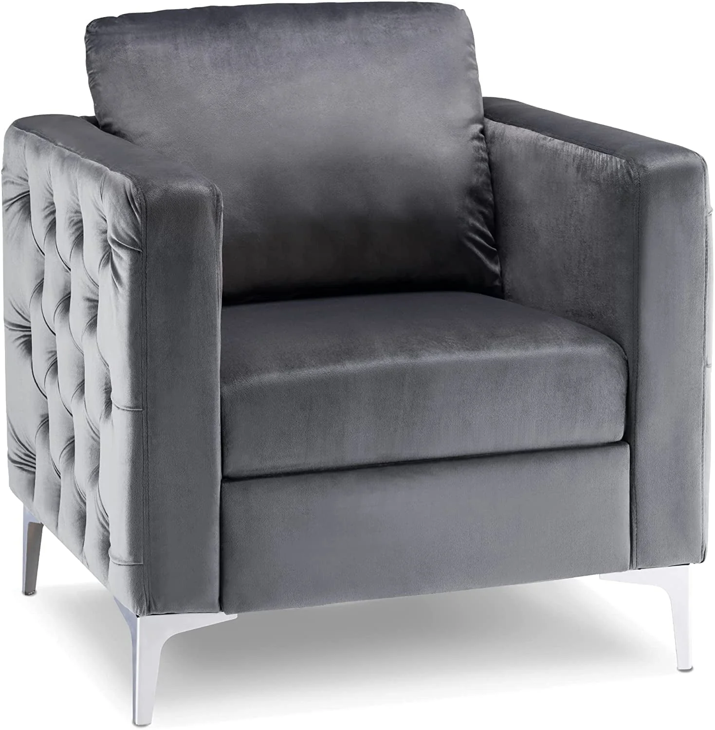 Velvet Accent Club Chair, Single Sofa Chair, Armchair 4066 (Grey)(Blue) Image 2