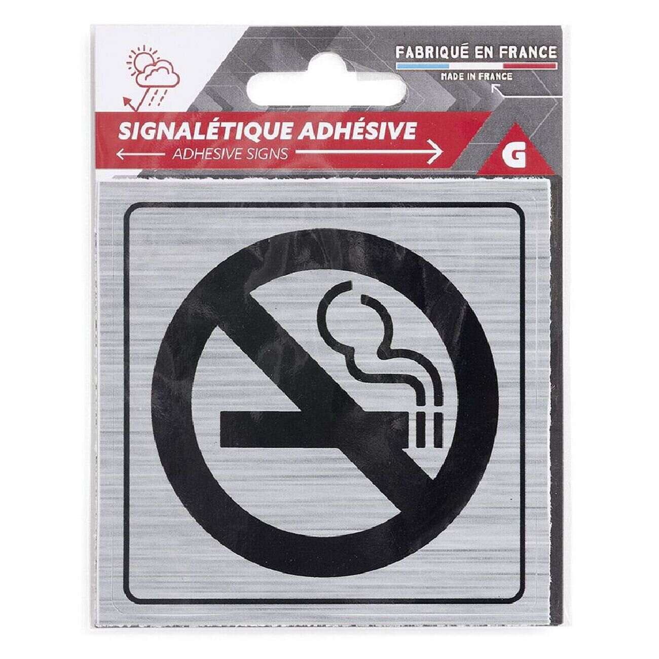 Signalétique adhésive Interdiction de fumer gris et noir 8x8cm