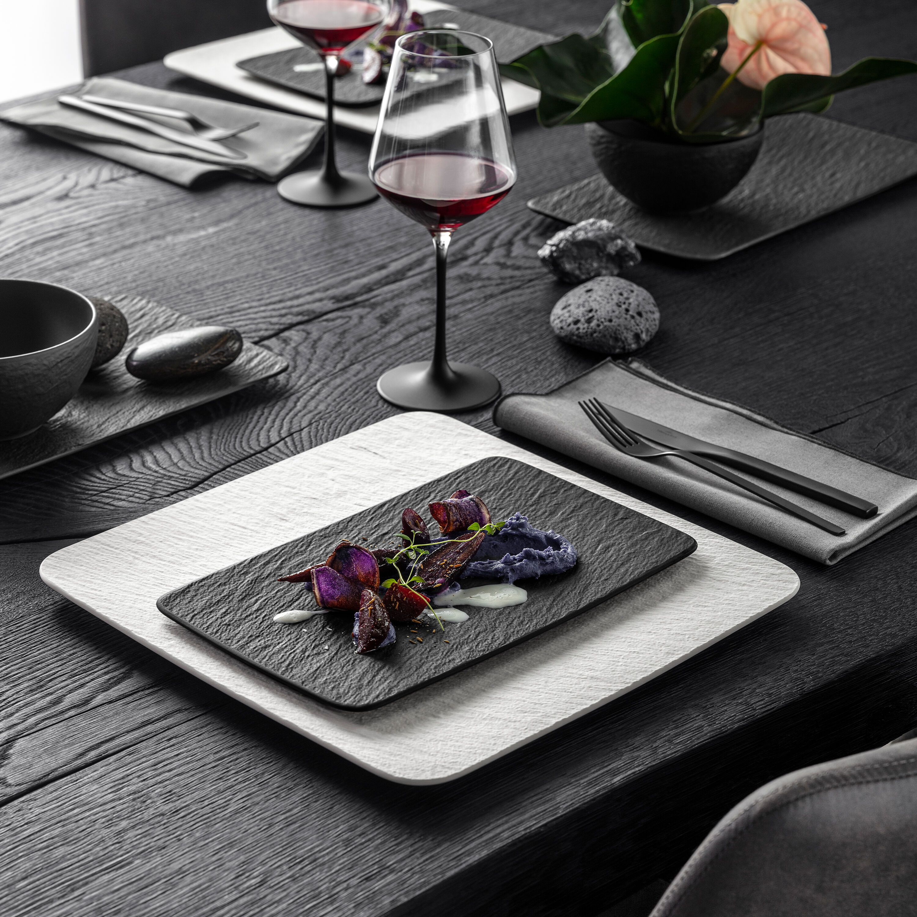 Manufacture Serving Platter - Black, 11.1'' x 6.7'', Premium Porcelain