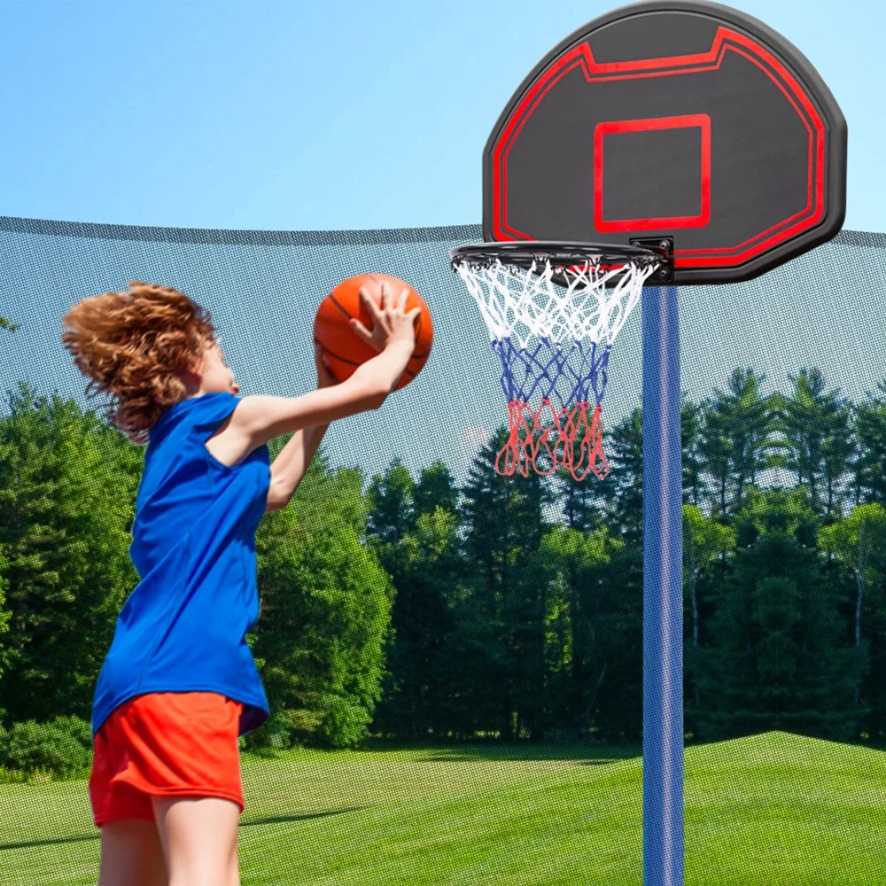 14FT Trampoline for Kids, Trampoline with Basketball HoopSafety Enclosure Net, 880LBS Capacity 4 Kids, Waterproof Mat and Ladder, Outdoor Backyard Trampoline - Image 3