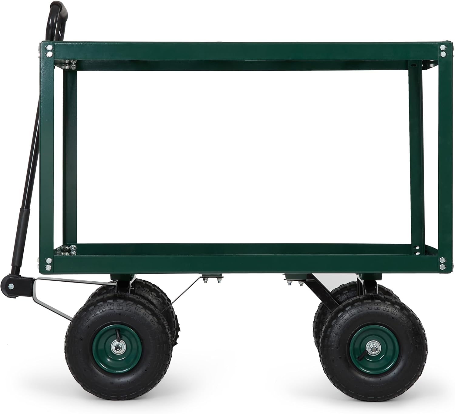 Backyard Expressions Heavy Duty Garden Cart 400 lb Utility Wagon Cart with Removable Mesh Sides, Powder-Coated Steel Bed, Pneumatic Tires, Pull Handle Yard Cart