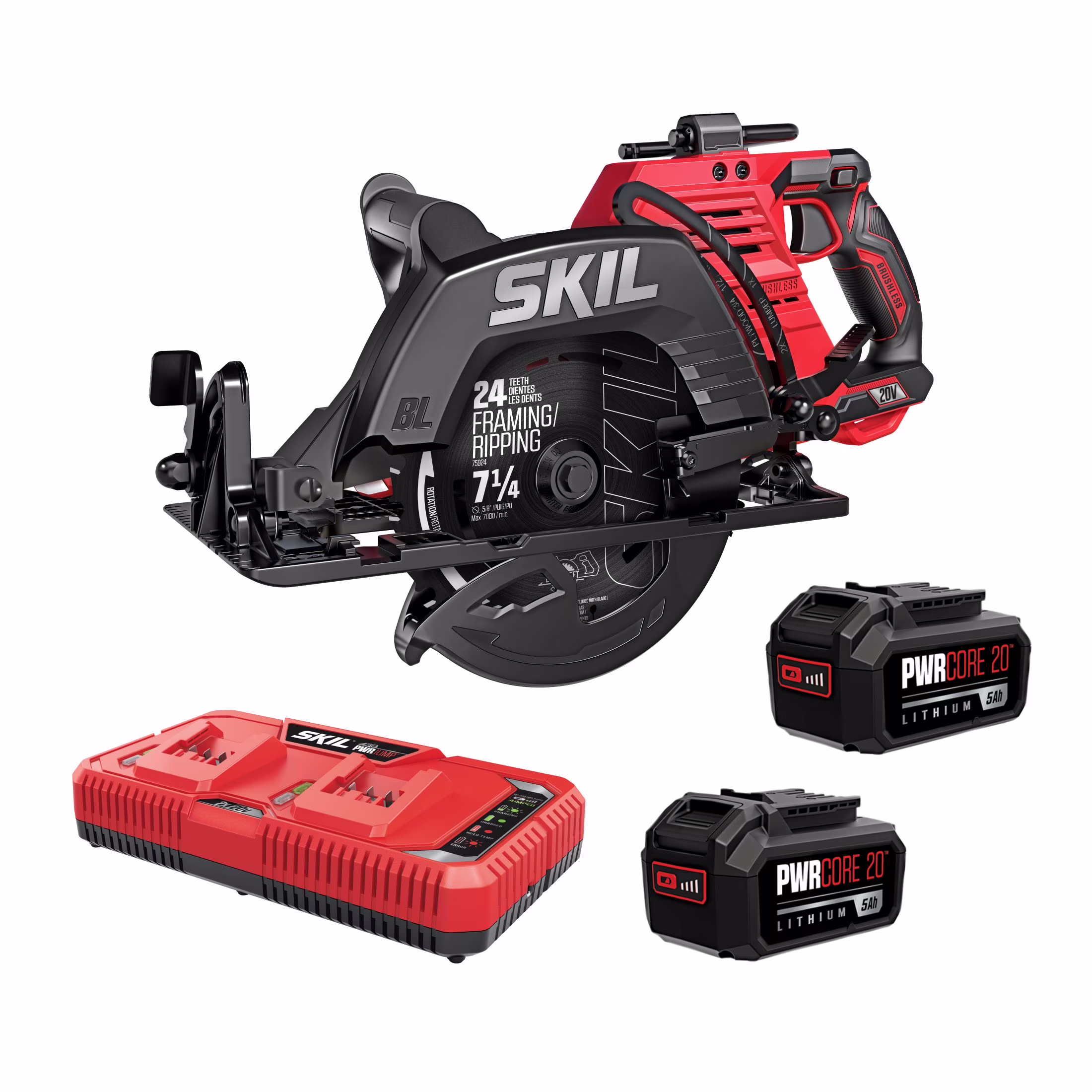 SKIL CR5429B - 20 2x20v Brushless 7 - 1/4'' SKIL Rear Handle Circular Saw Kit