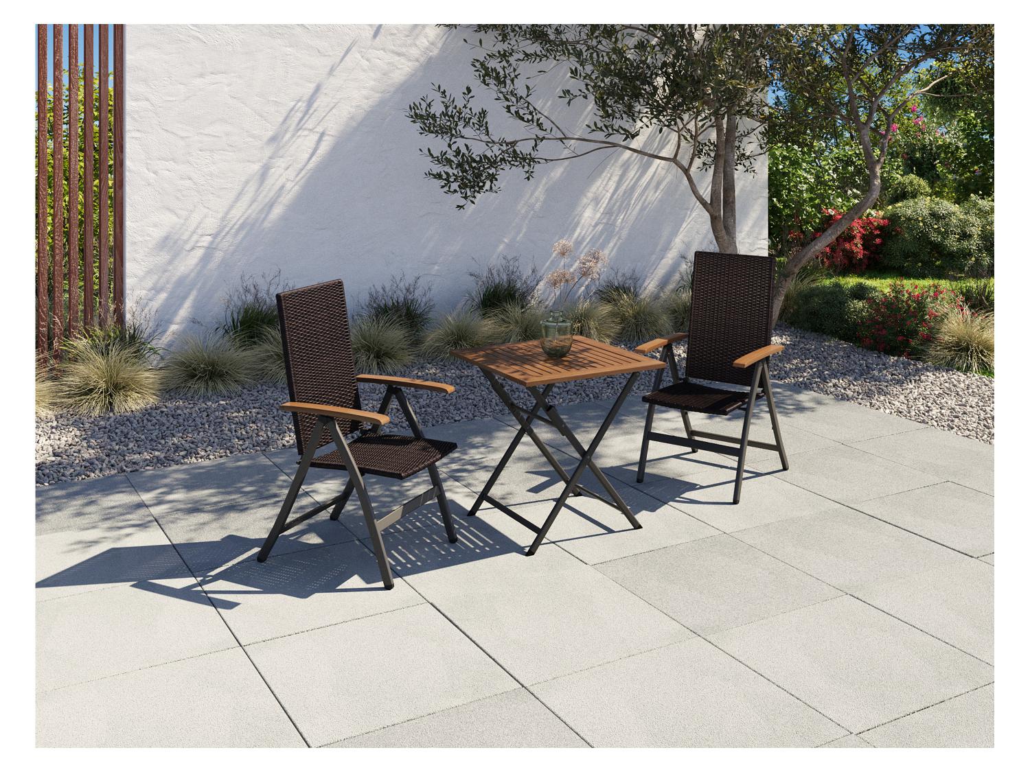 LIVARNO Table de jardin + Lot de 2 fauteuils pliants Valencia