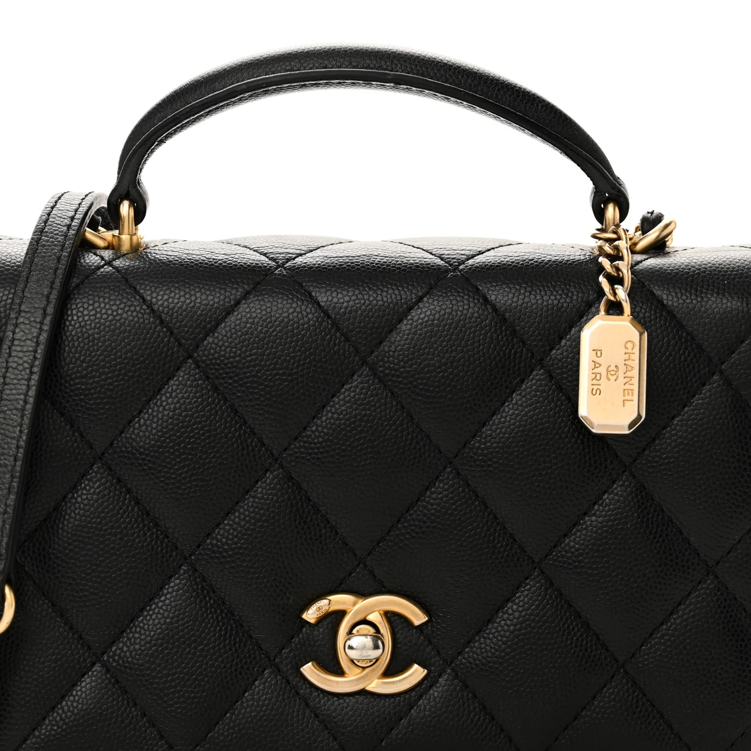 Caviar Quilted Mini Top Handle Flap Black