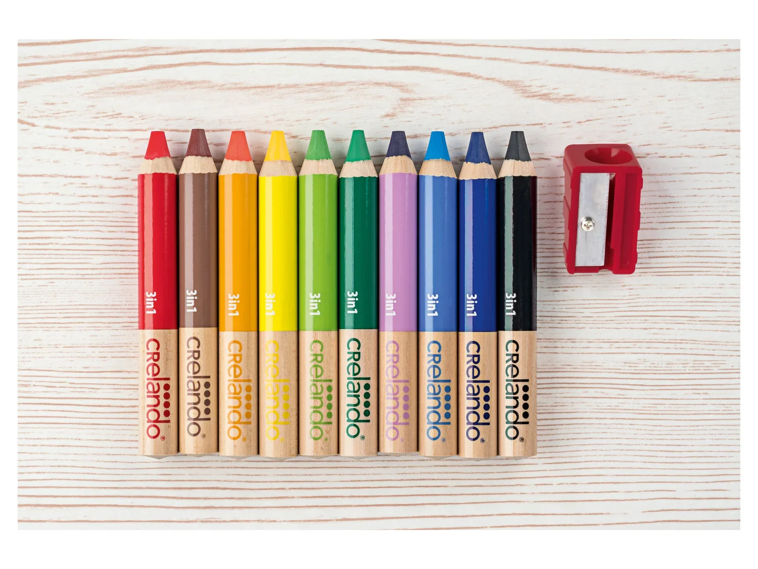 crelando Crayons de couleur 3 en 1, 10 pices