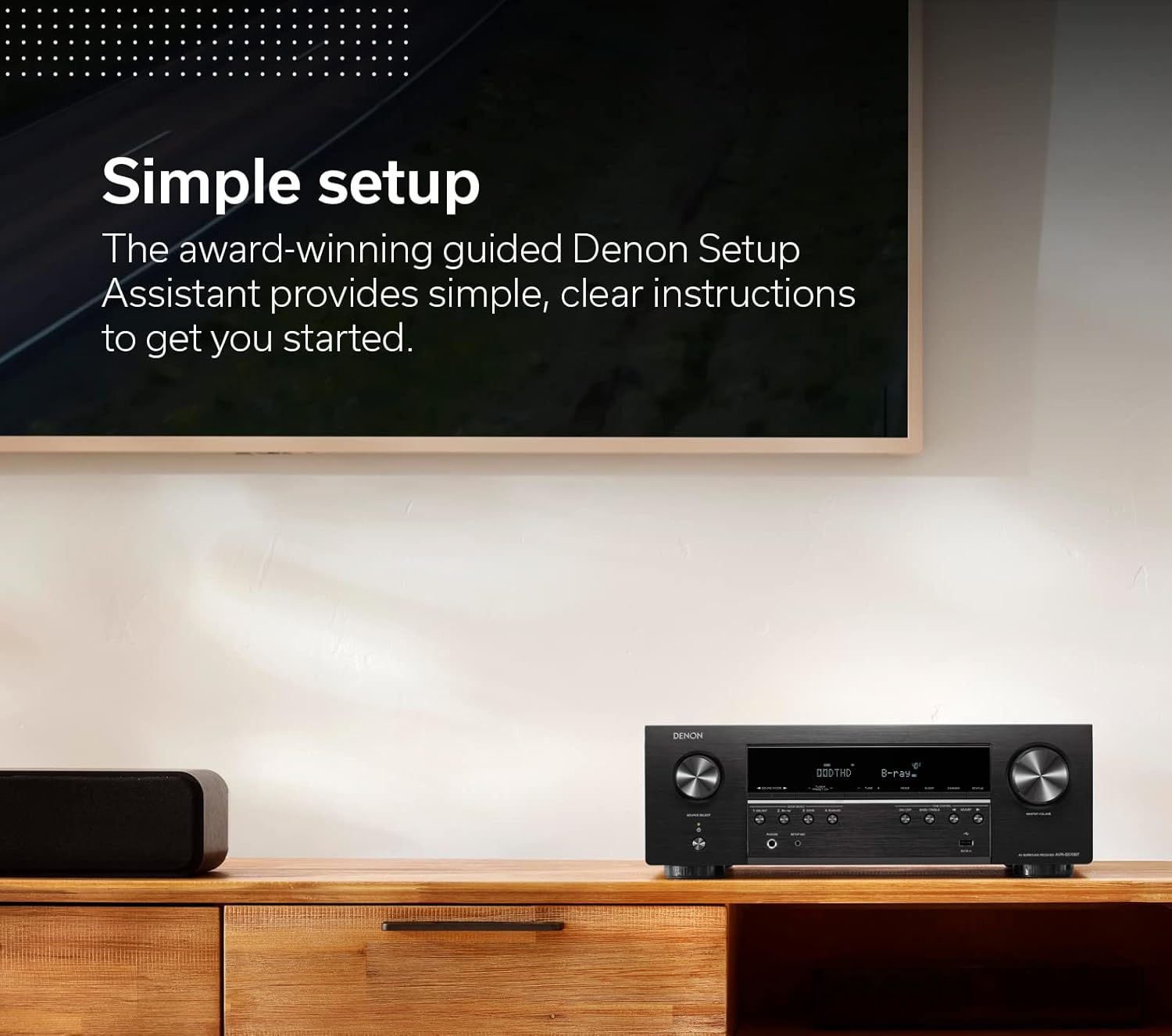 Denon AVR-S570BT AV Receiver 5.2 Channel 8K Ultra HD Audio & Video  Stereo Receivers  Denon AVR Wireless Streaming Bluetooth  (4) 8K HDMI Inputs  eARC  HD Setup Assistant