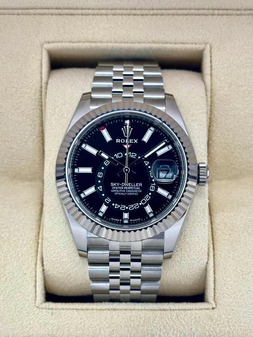 [Super Clone]RLX  Sky-Dweller 42mm Stainless Steel Black Dial Jubilee - 336934