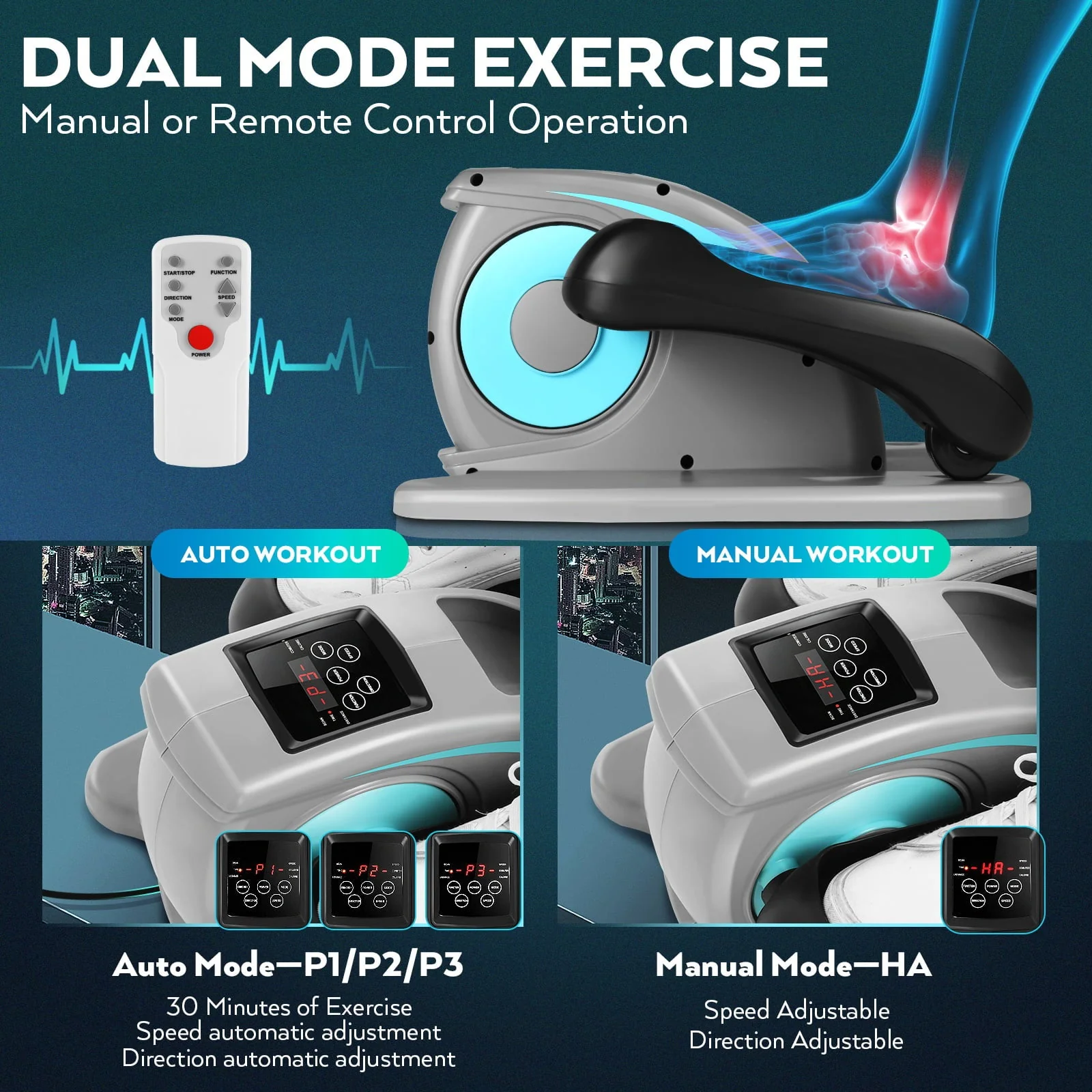 Desk Elliptical Machine for Home Office, Electric Desk Elliptical Trainer with Display Monitor Quiet Compact Pedal Exerciser Gifts for Caring Parents Image 5