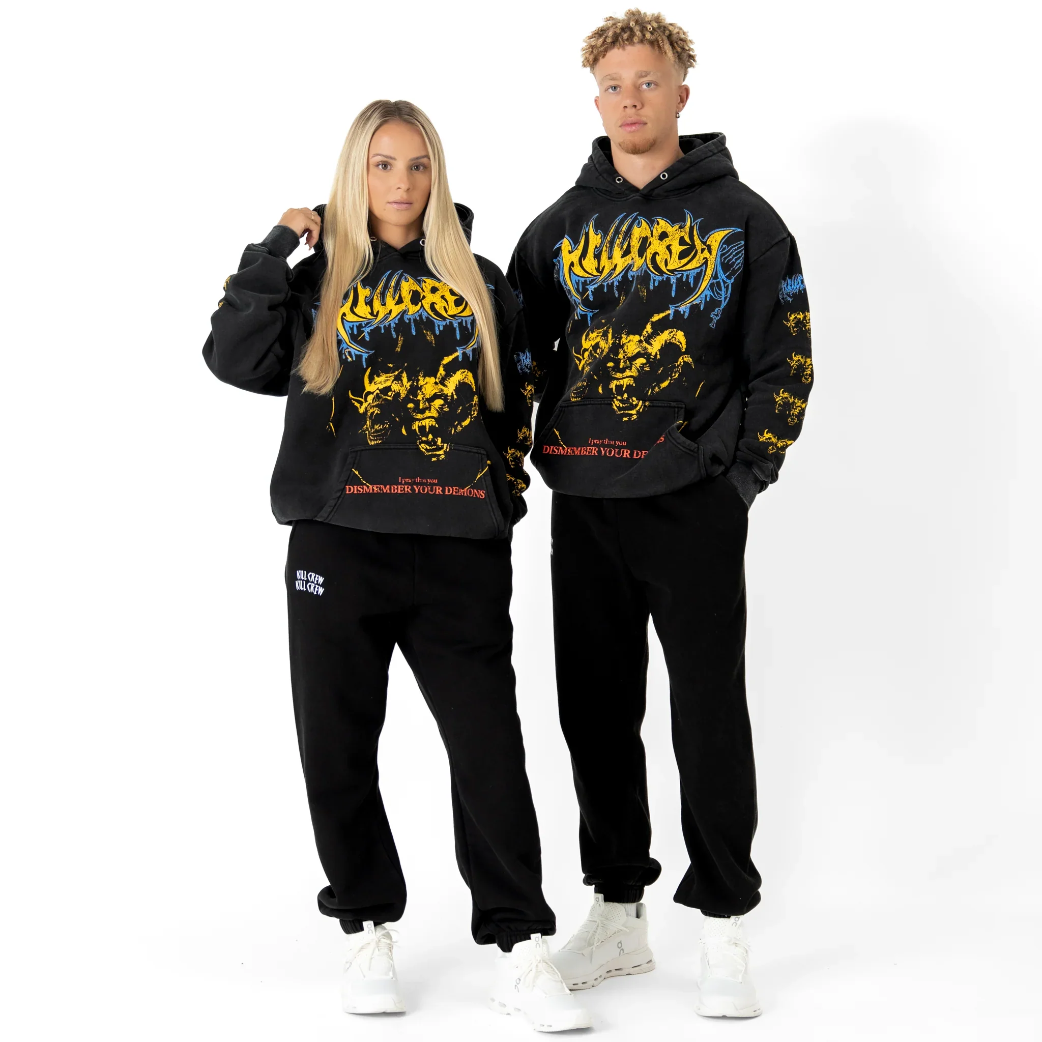 OVERSIZED LUX DISMEMBER YOUR DEMONS HOODIE - BLACK / YELLOW