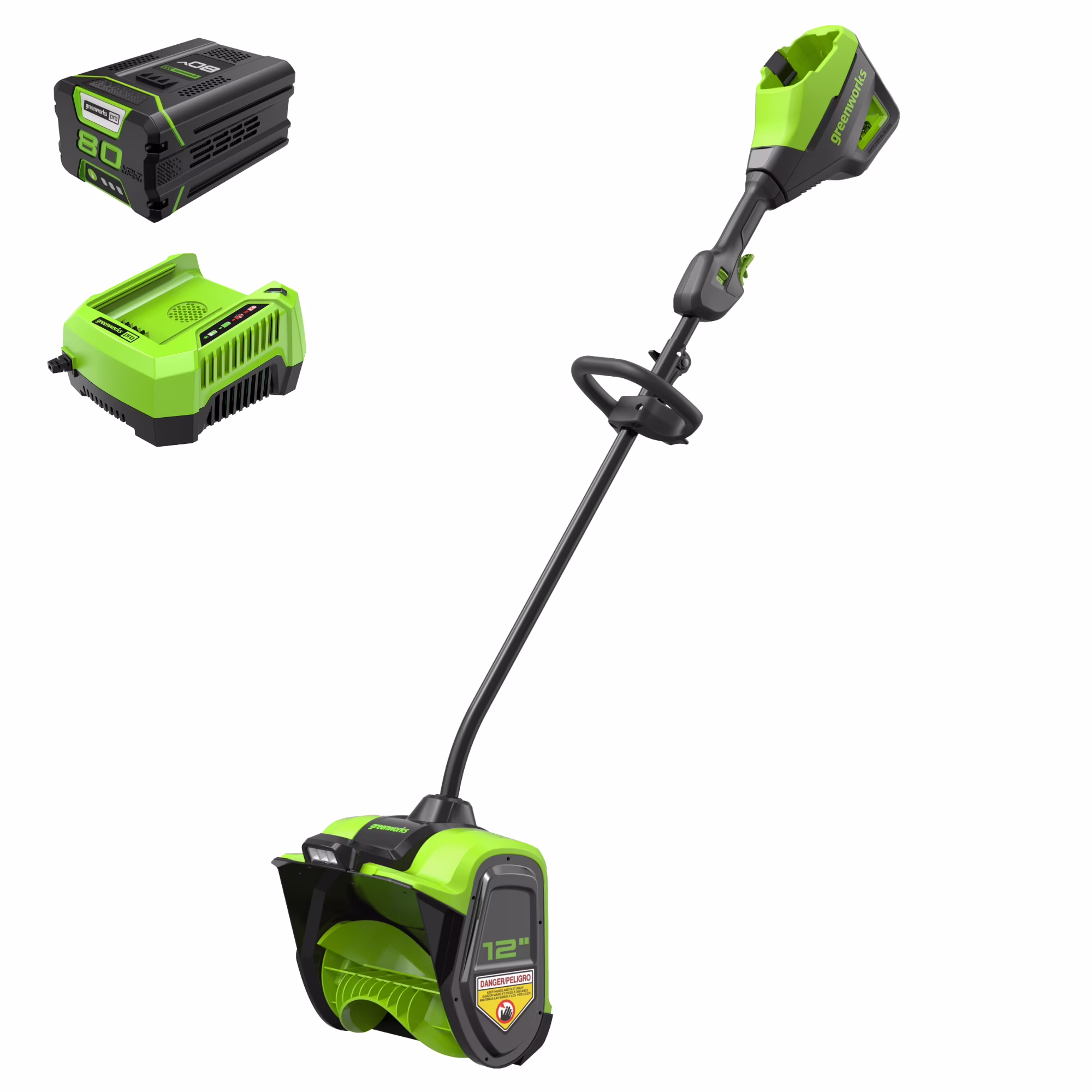 80V 12" Brushless Cordless Snow Shovel with LED Light, 2.0Ah Battery and Charger Included